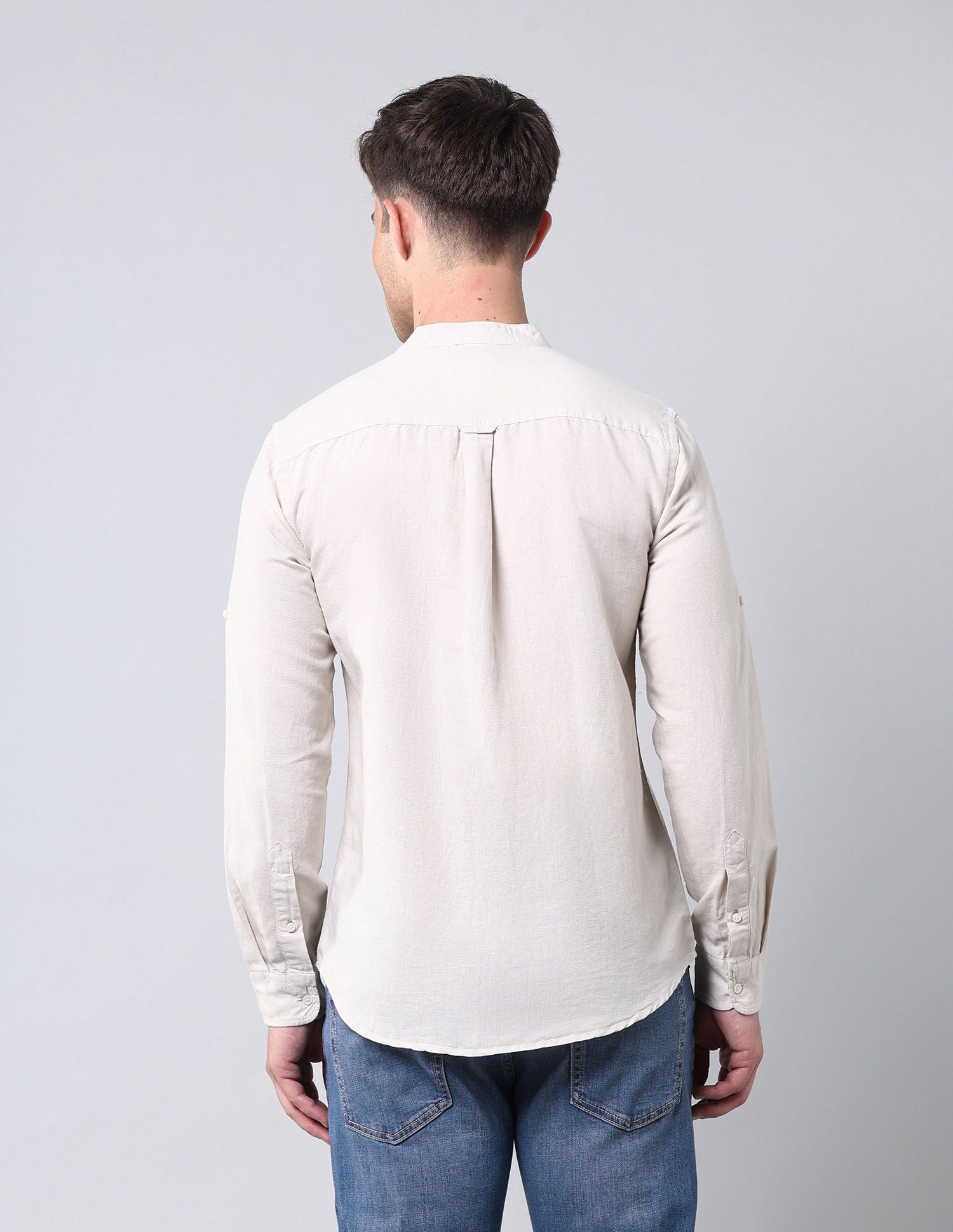 Solid Regular Fit Poplin Shirt Light Beige - U.S. Polo Assn. India | Large