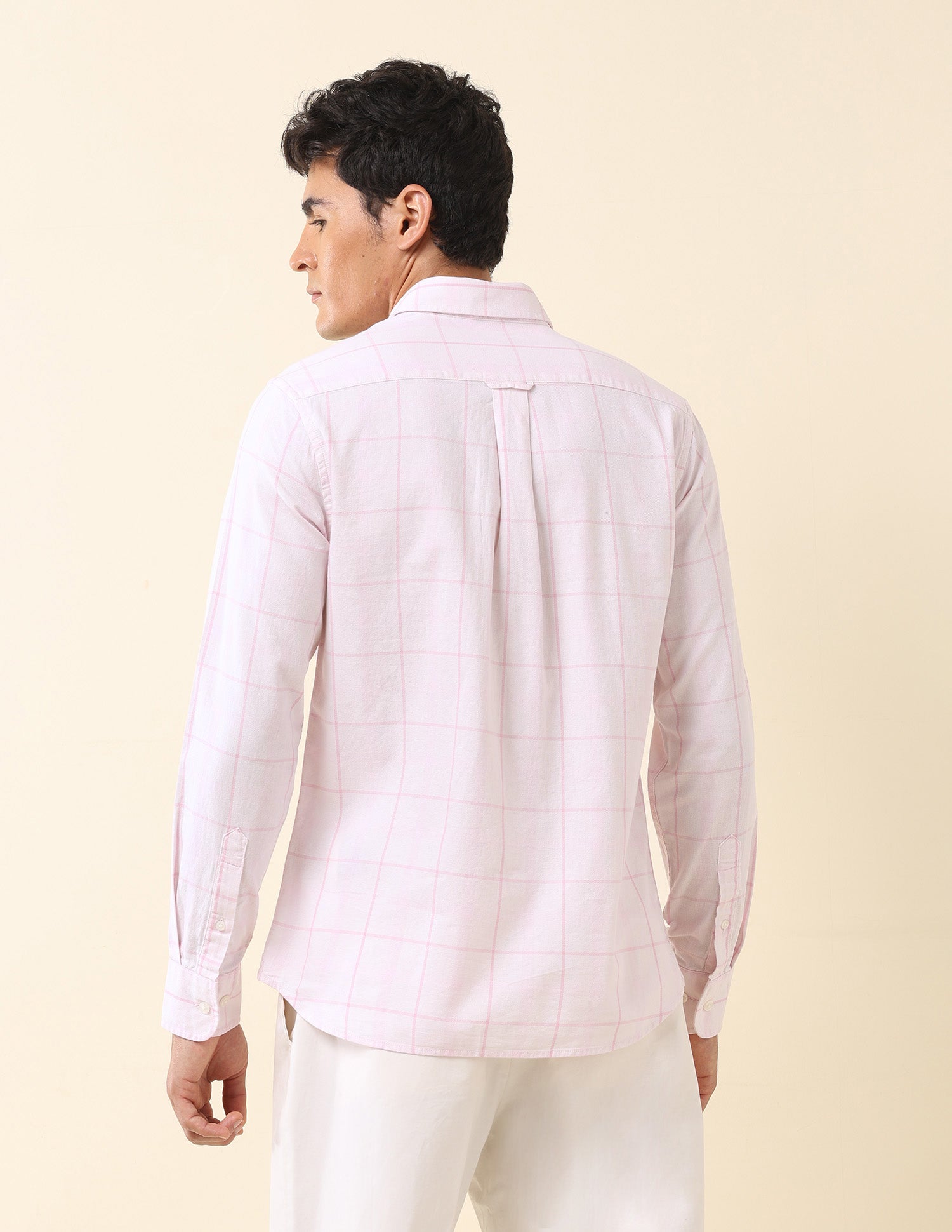 Windowpane Checked Tailored Fit Shirt Pink - U.S. Polo Assn. India | Large