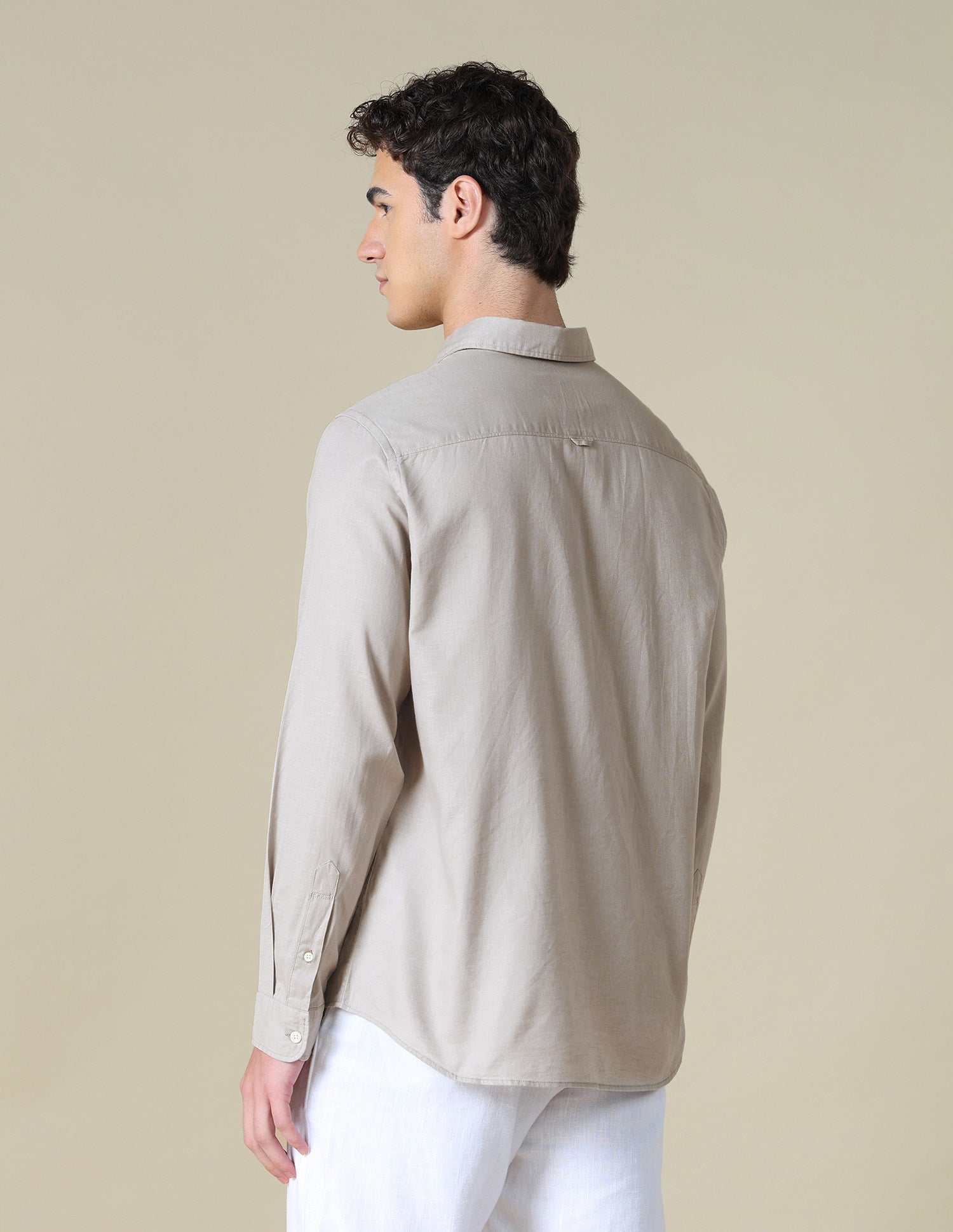 Solid Regular Fit Shirt Beige - U.S. Polo Assn. India | Large