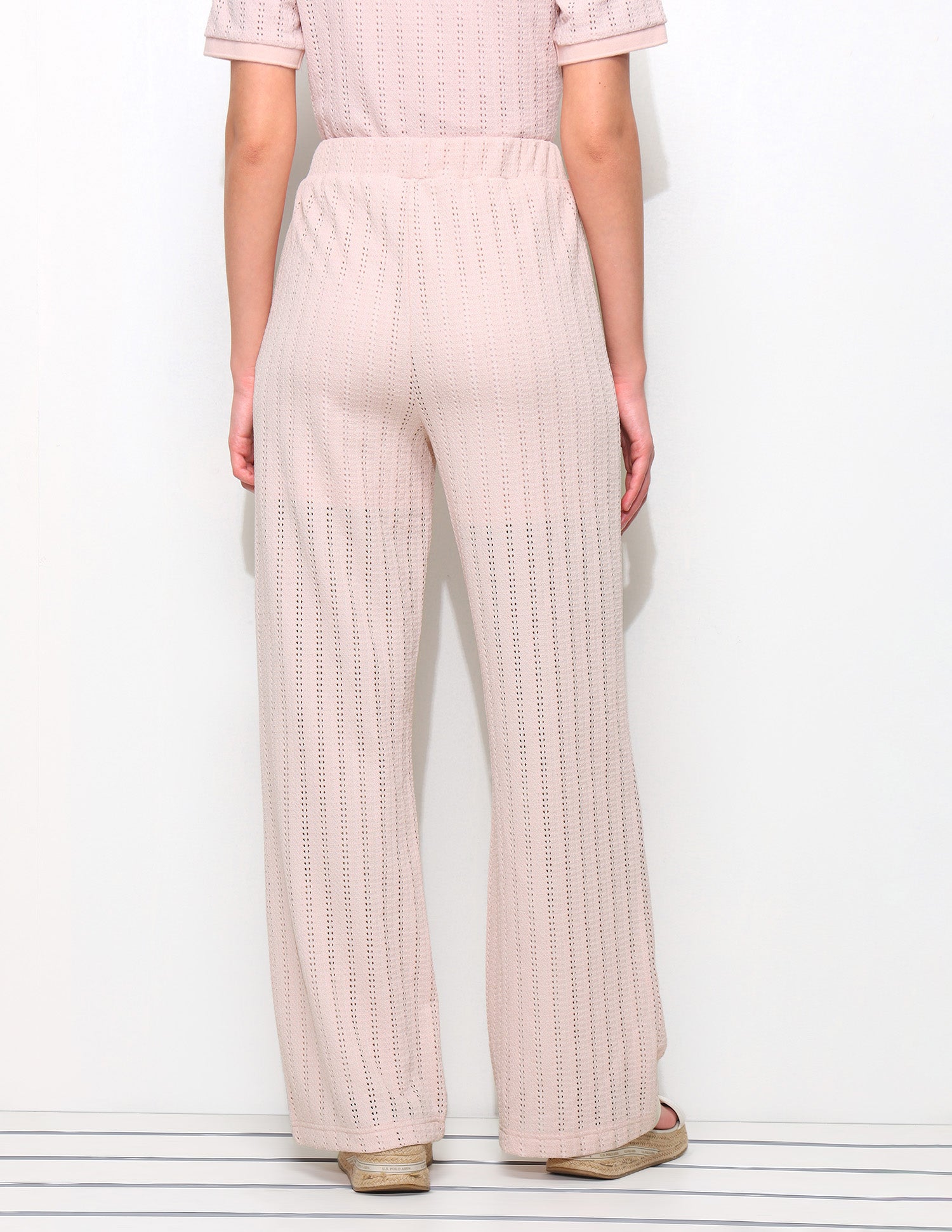 Textured Straight Fit Pants Pink - U.S. Polo Assn. India | Large