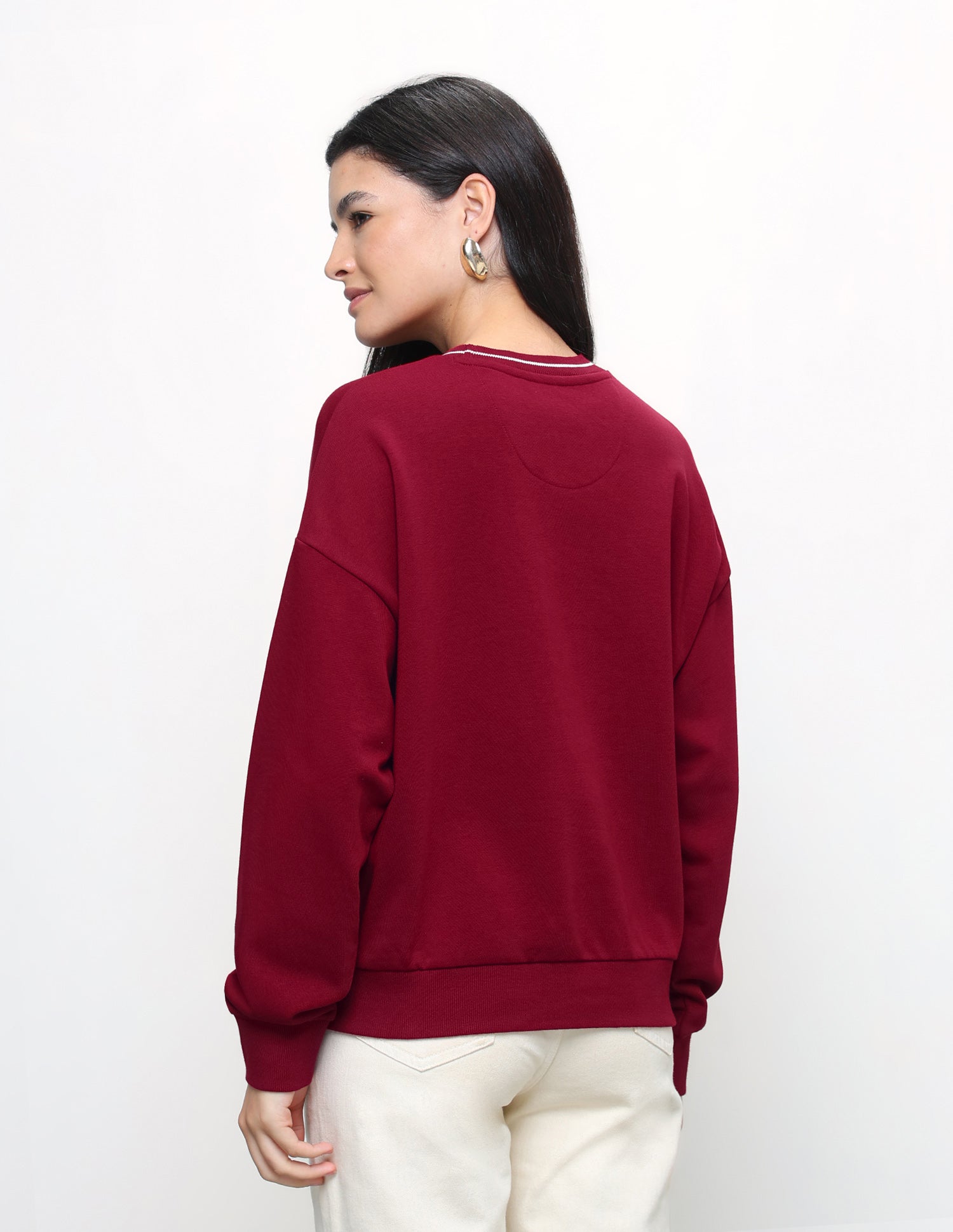Brand Printed Oversized Fit Sweatshirt Dark Red - U.S. Polo Assn. India | Large