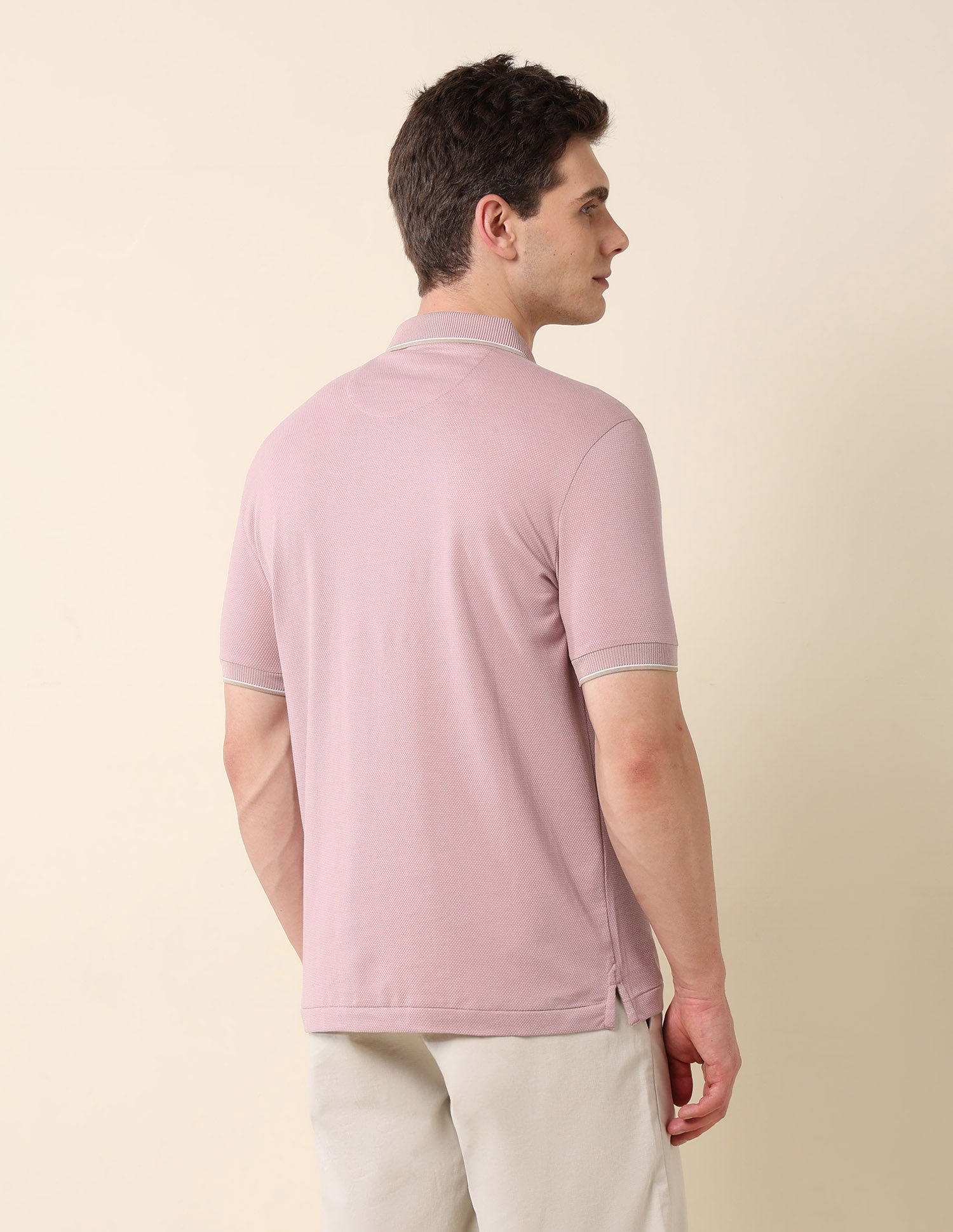 Textured Slim Fit Polo Shirt Light Pink - U.S. Polo Assn. India | Large