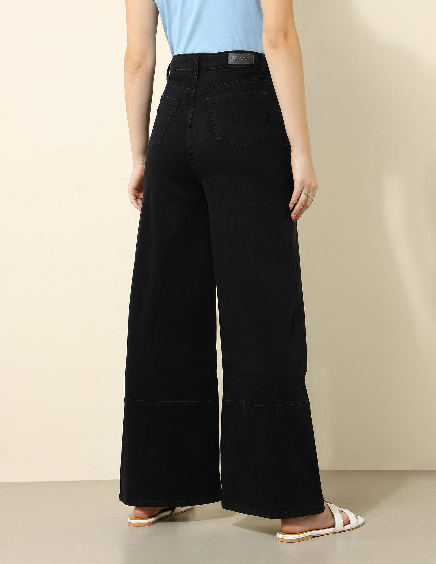 High Rise Wide Leg Jeans Charcoal Grey - U.S. POLO ASSN. | Large