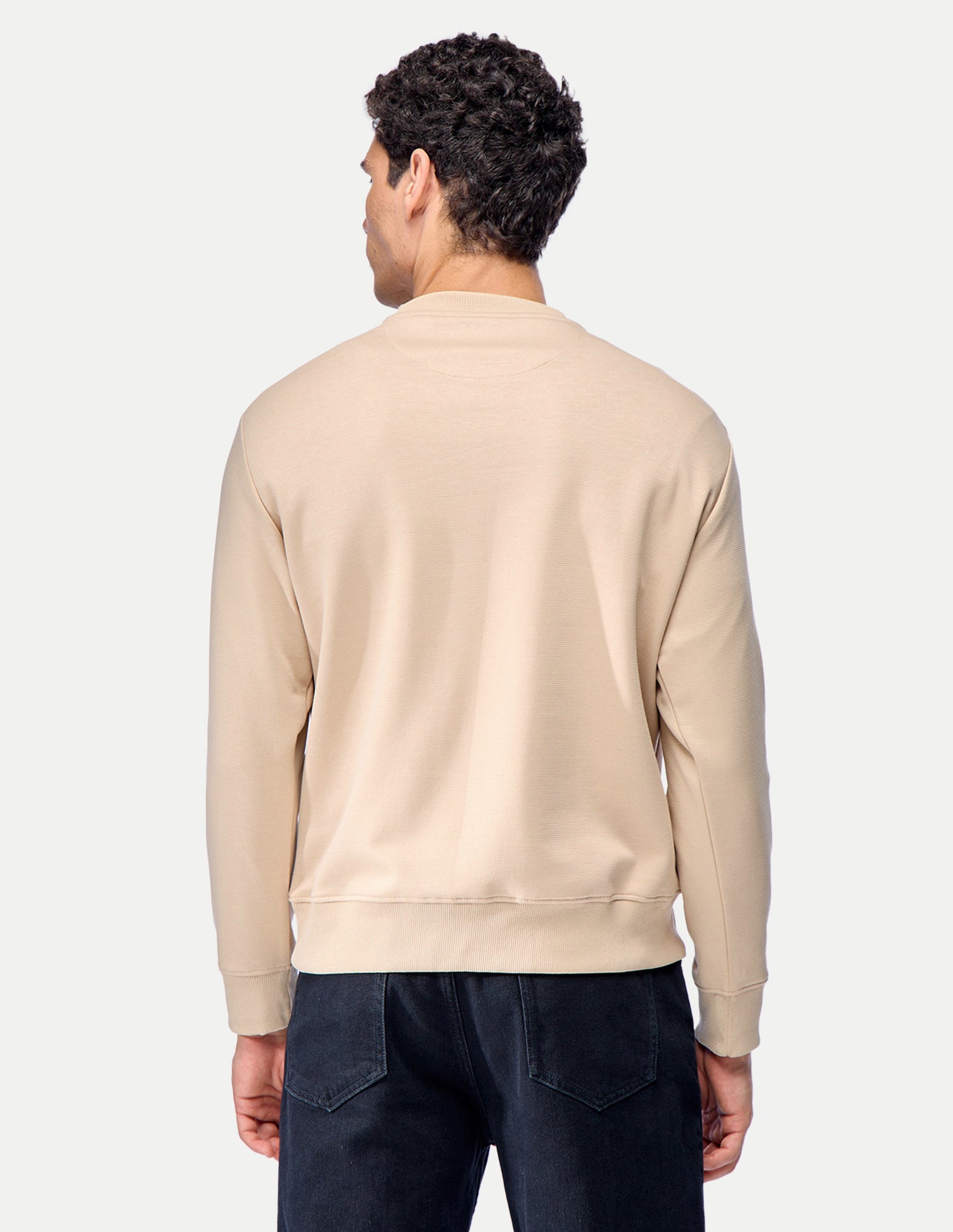 Brand Embroidered Slim Fit Sweatshirt Beige - U.S. Polo Assn. India | Large