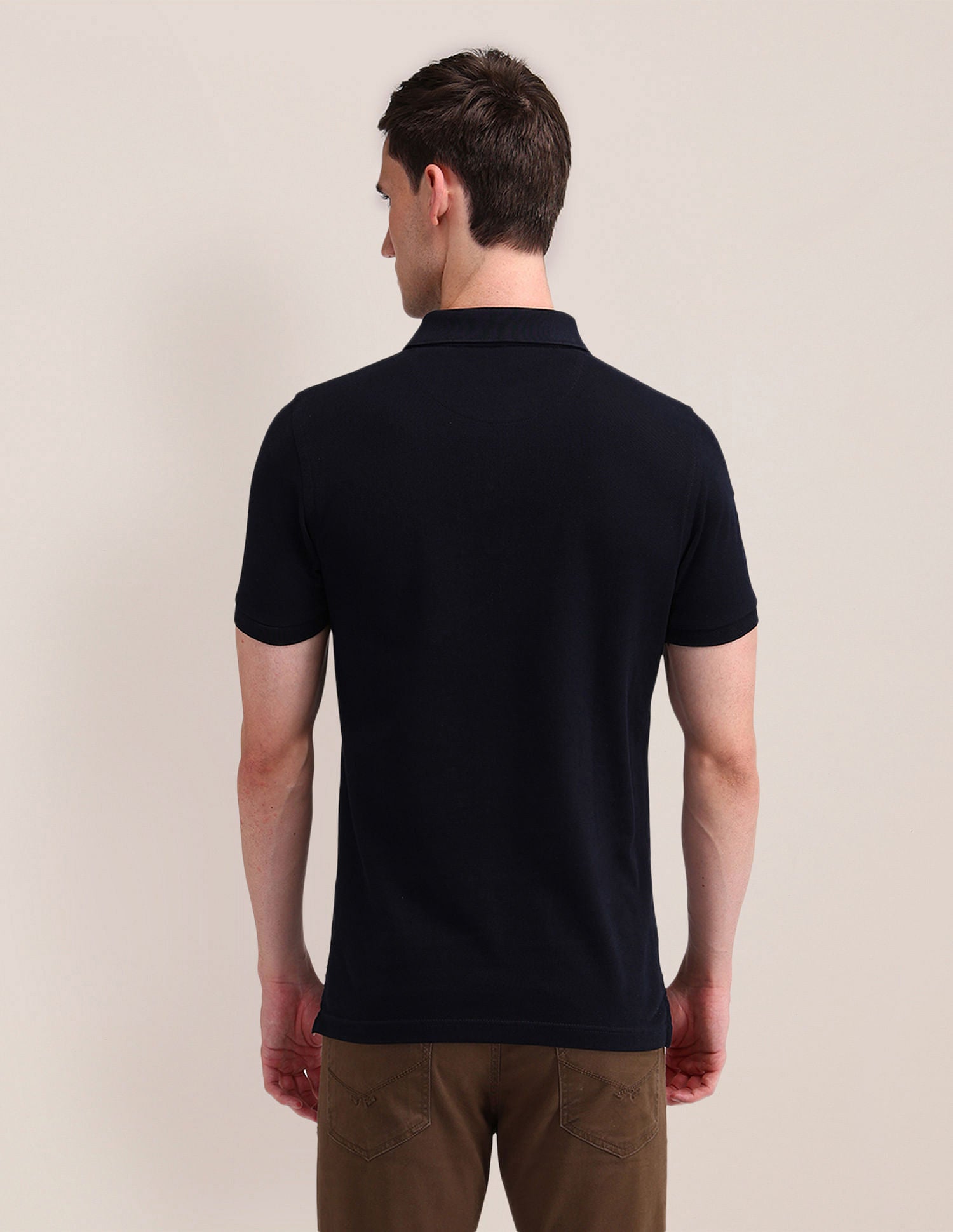 Pure Cotton Solid Slim Fit Polo Shirt Navy - U.S. POLO ASSN. | Large