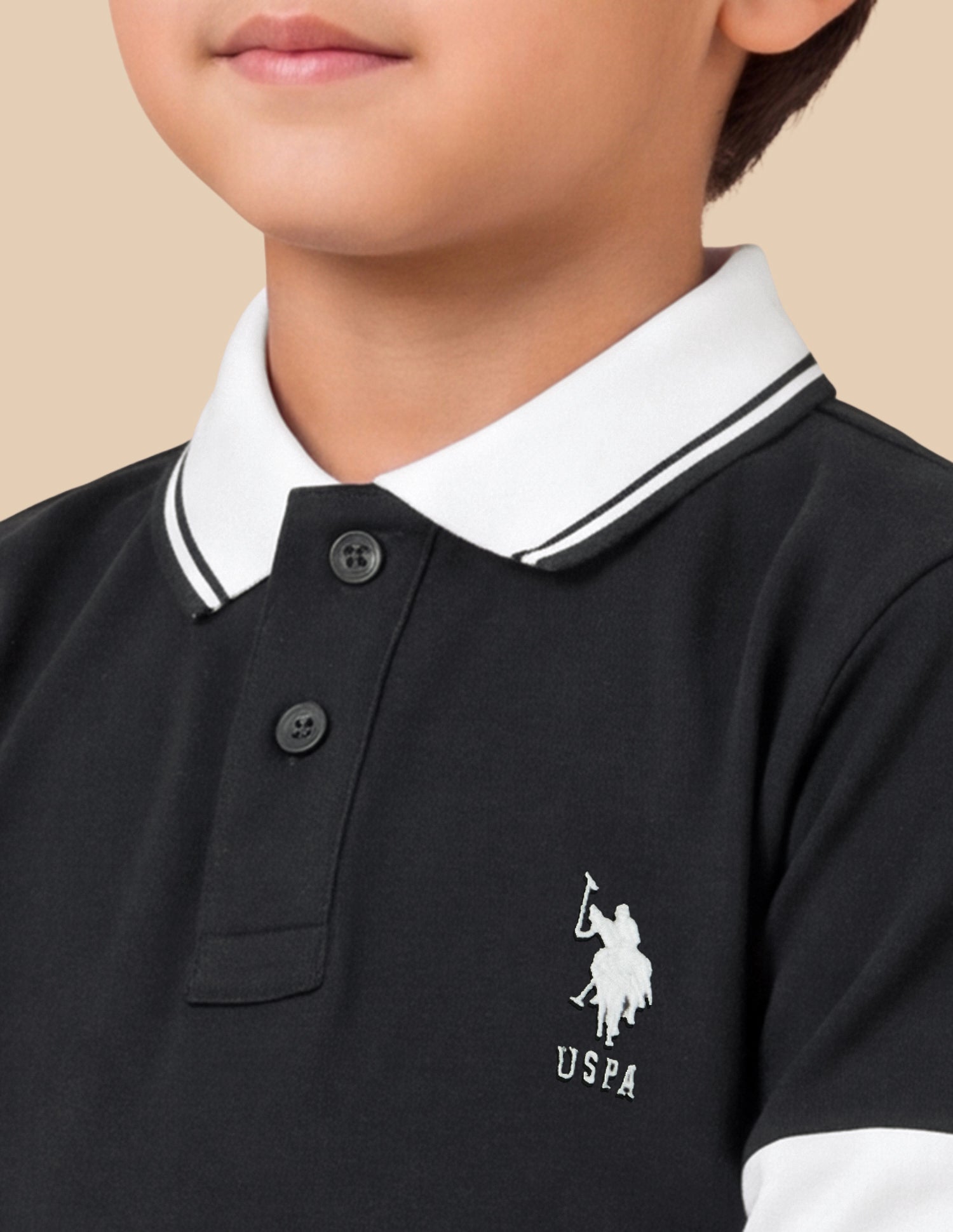 Brand Applique Regular Fit Polo Shirt Black - U.S. Polo Assn. India | Large