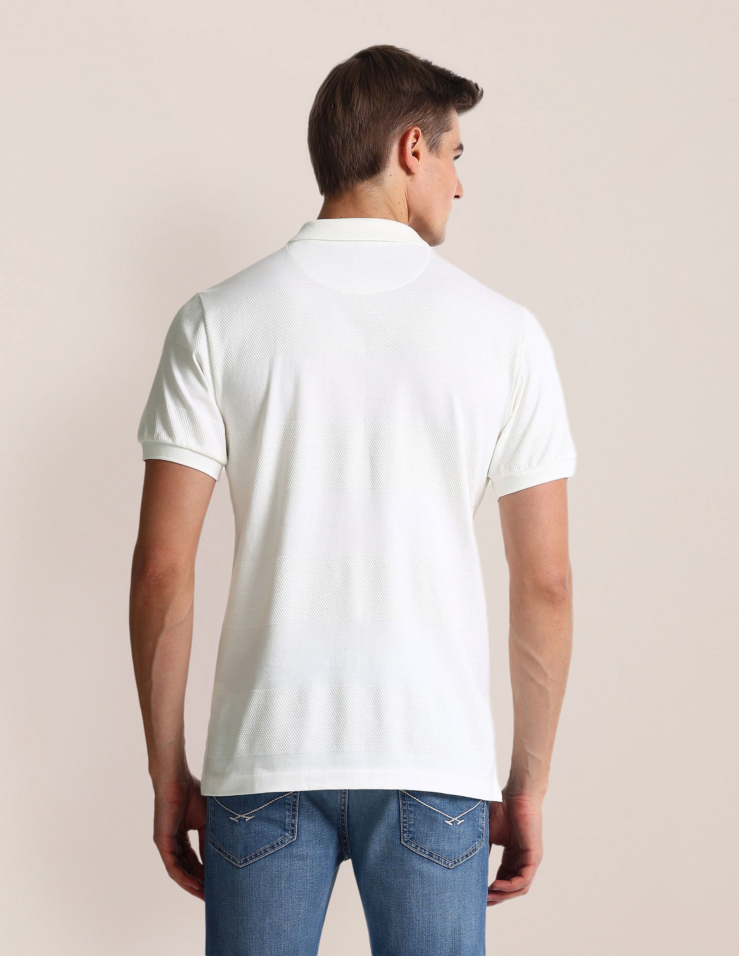 Patterned Knit Slim Fit Polo Shirt White - U.S. Polo Assn. India | Large