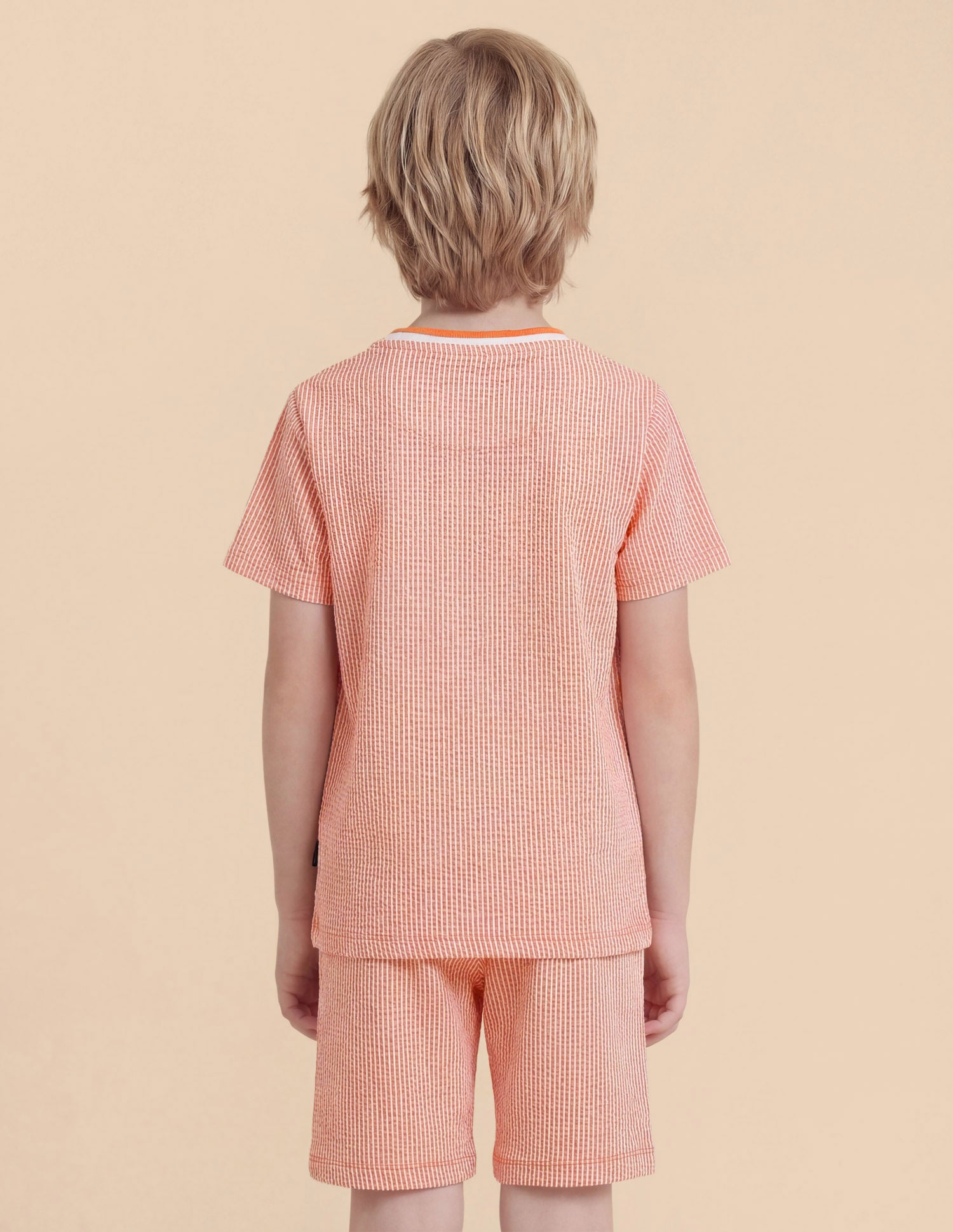 Boys Vertical Striped Regular Fit T-Shirt Orange - U.S. Polo Assn. India | Large