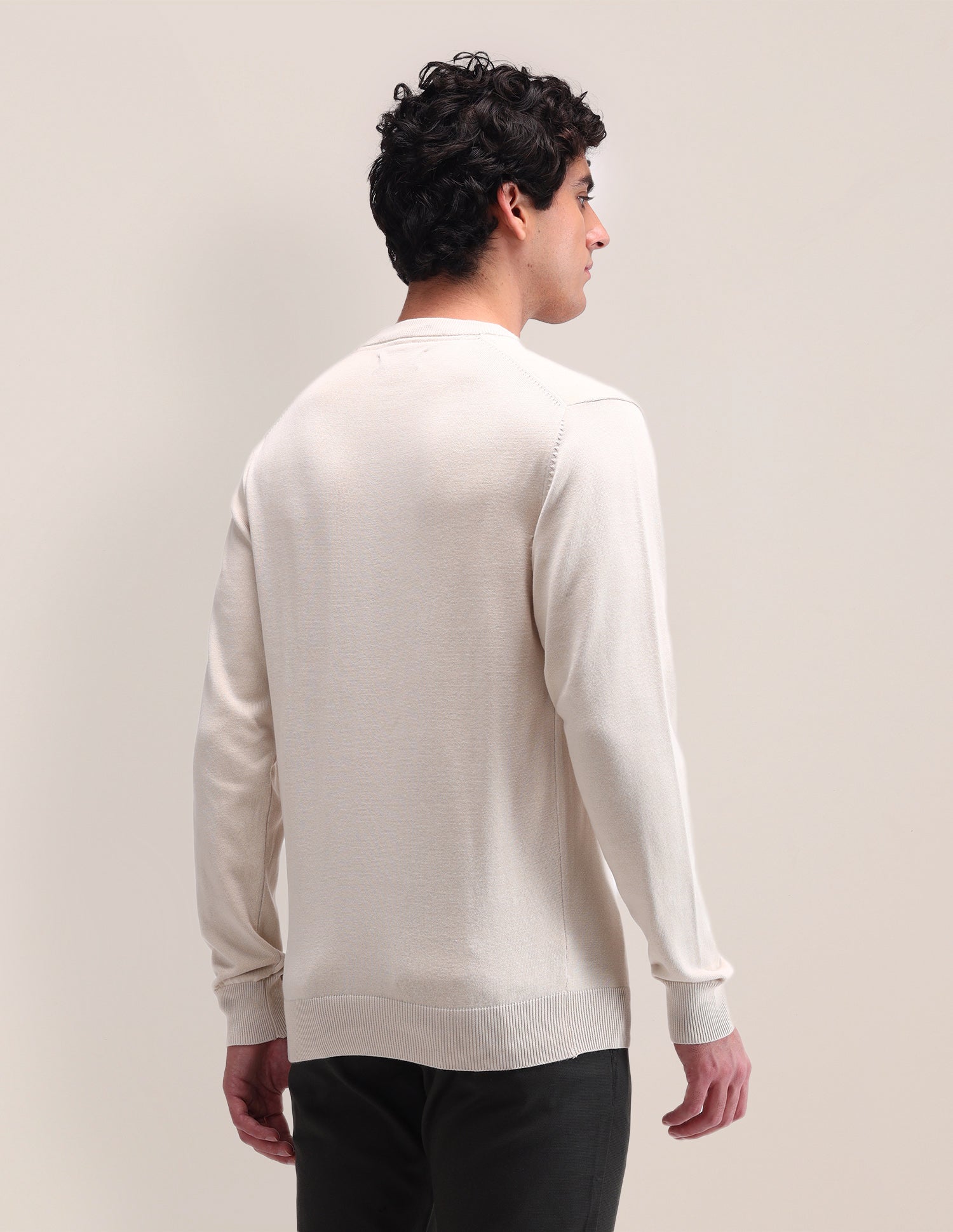Brand Printed Regular Fit Sweater Off White - U.S. Polo Assn. India | Large