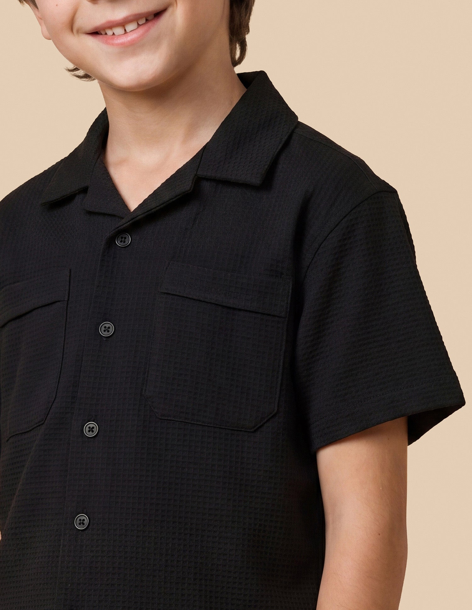 Boxy Fit Seersucker Shirt Black - U.S. Polo Assn. India | Large