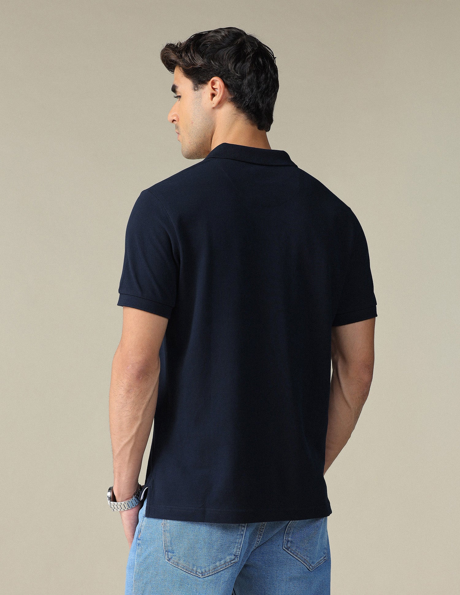 Typographic Printed Muscle Fit Polo Shirt Navy - U.S. POLO ASSN. | Large