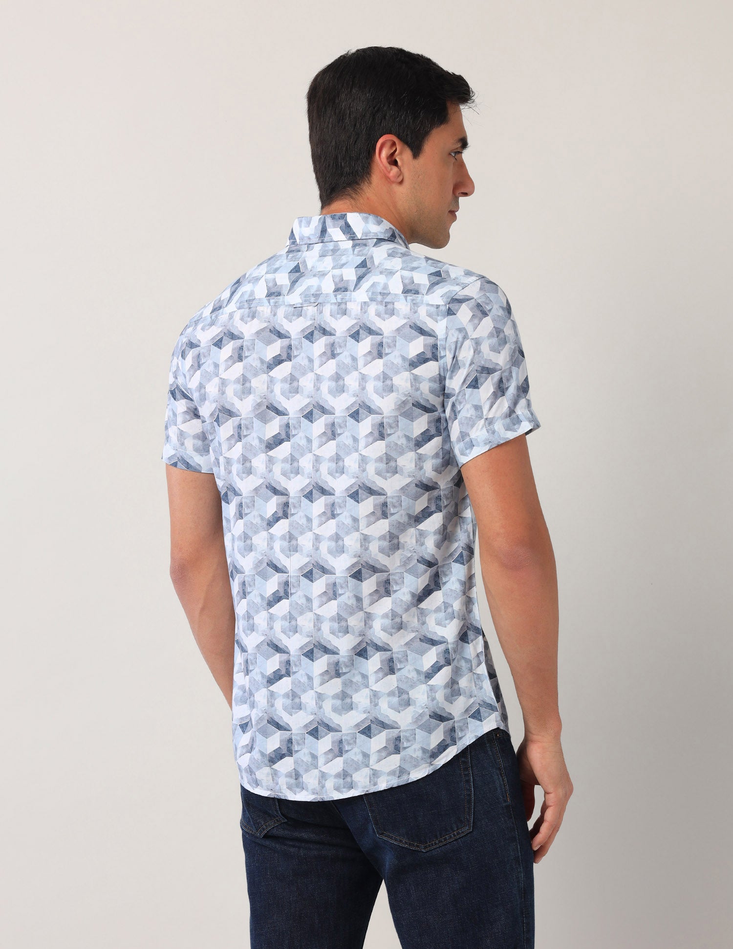 Geometric Regular Fit Shirt Blue - U.S. Polo Assn. India | Large