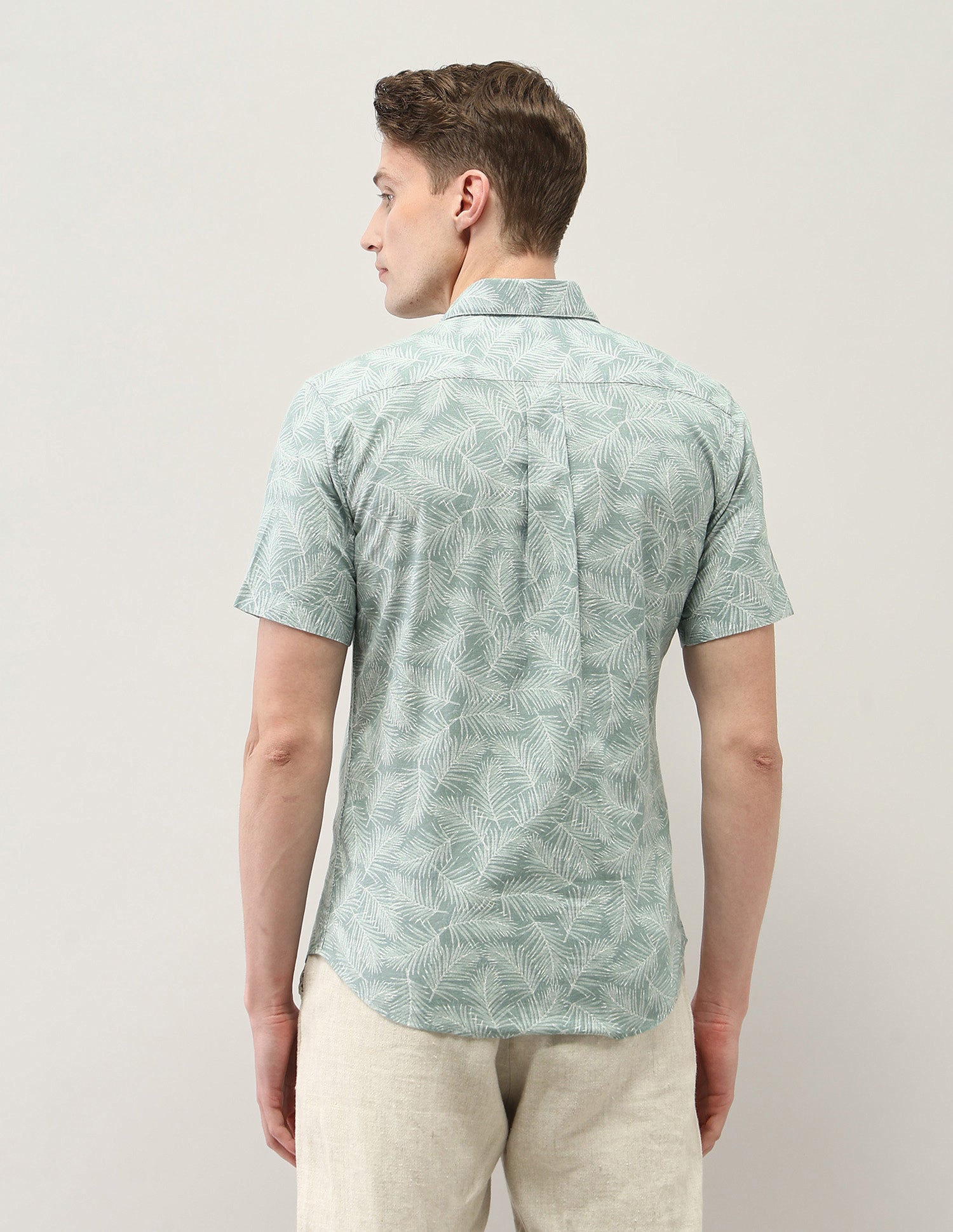 Tropical Printed Tailored Fit Shirt Green - U.S. Polo Assn. India | Large