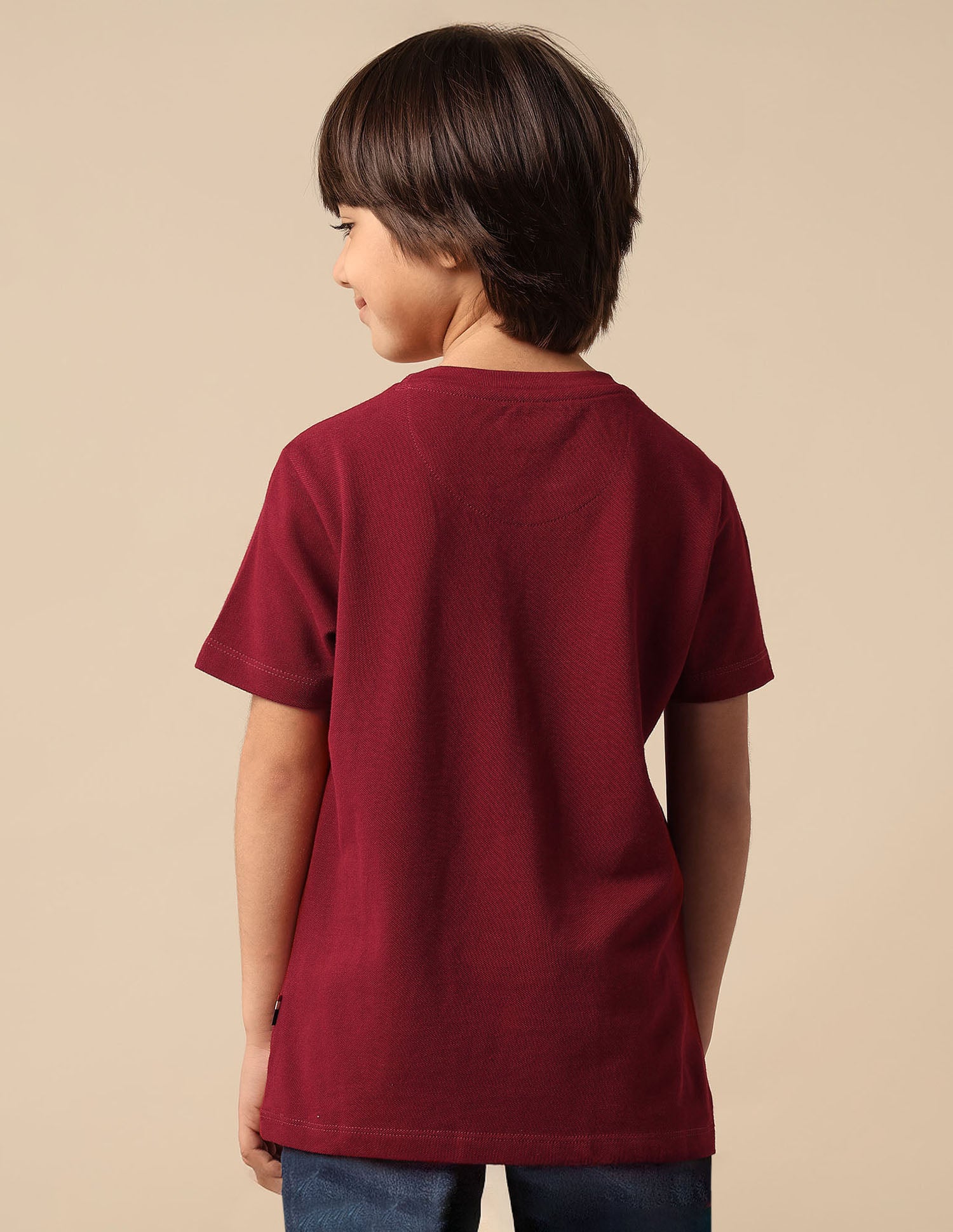 Boys Brand Embossed Pure Cotton T Shirt Dark Red - U.S. POLO ASSN. | Large