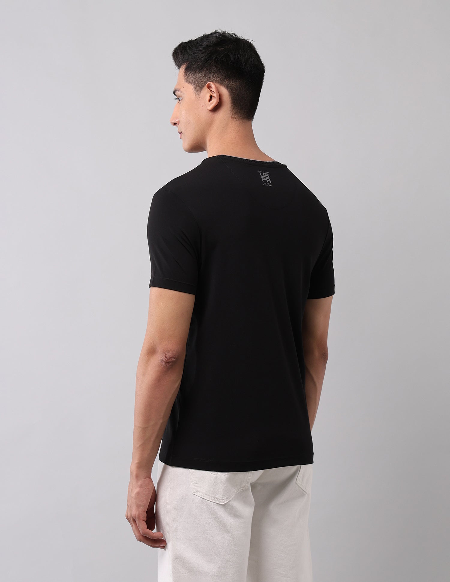 Brand Embossed Muscle Fit T-Shirt Black - U.S. Polo Assn. India | Large