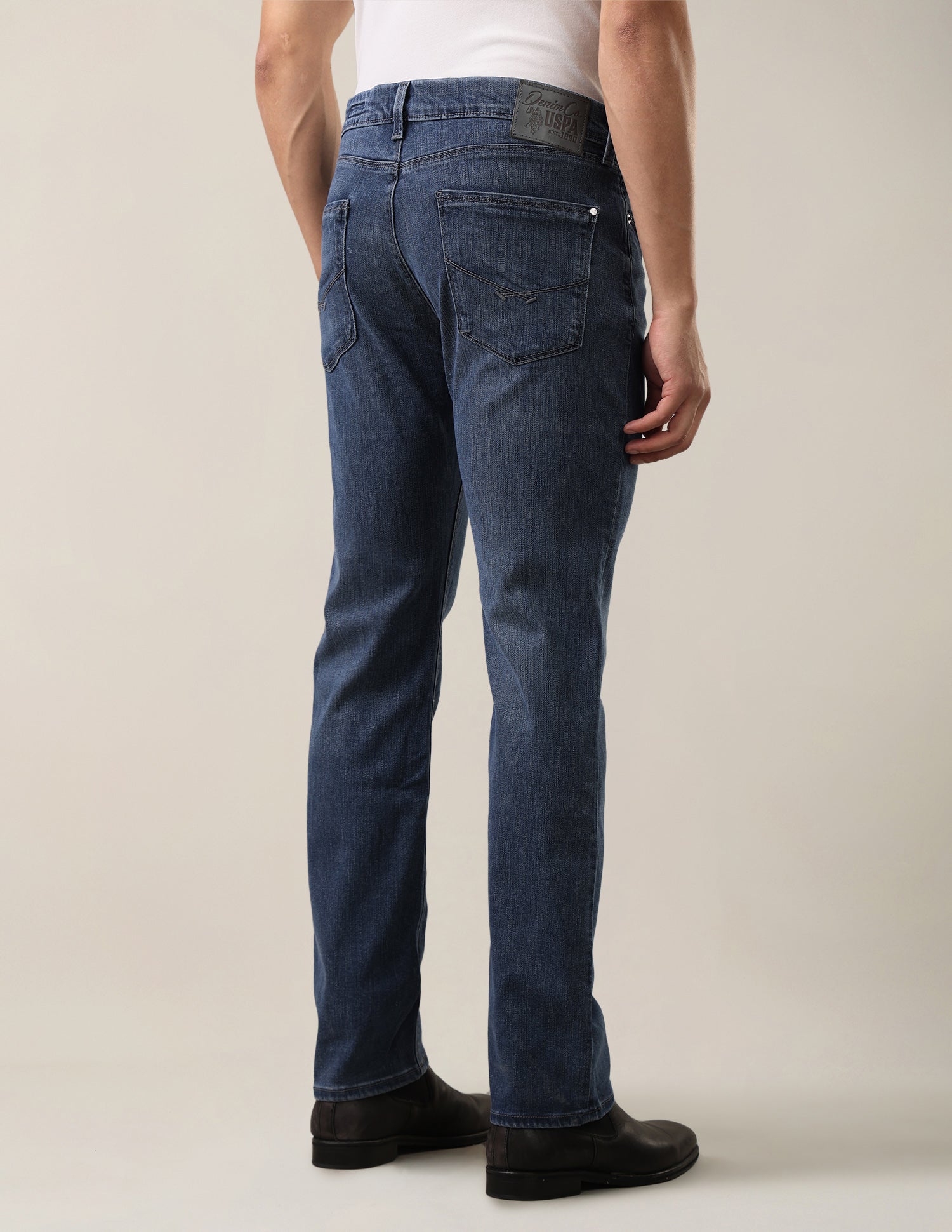 Harold Slim Straight Fit Blue Jeans Mid Blue - U.S. Polo Assn. India | Large