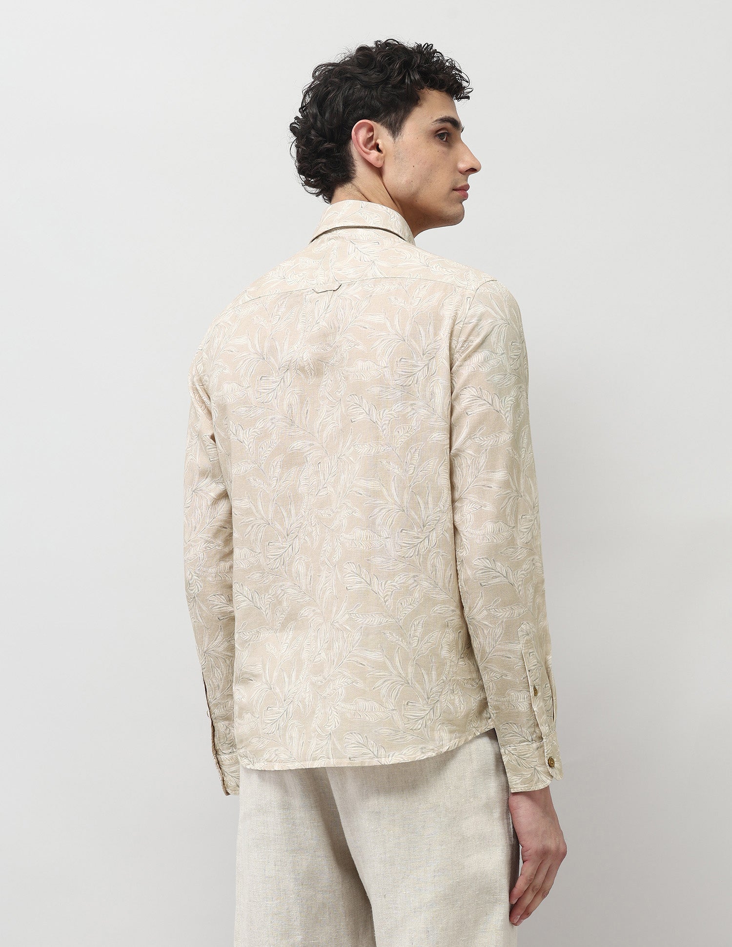 Tropical Printed Regular Fit Shirt Beige - U.S. POLO ASSN. | Large