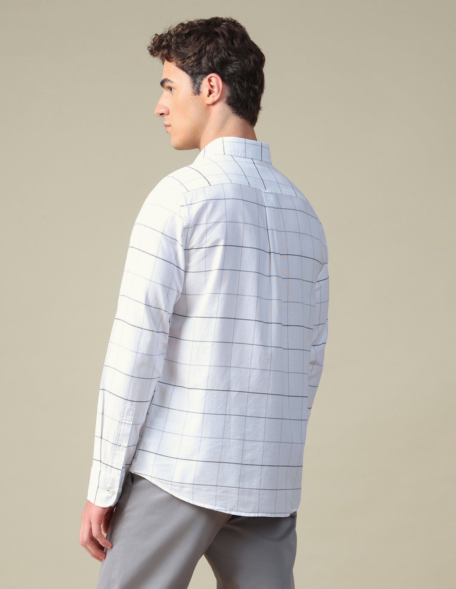 Windowpane Checked Oxford Shirt Grey - U.S. Polo Assn. India | Large