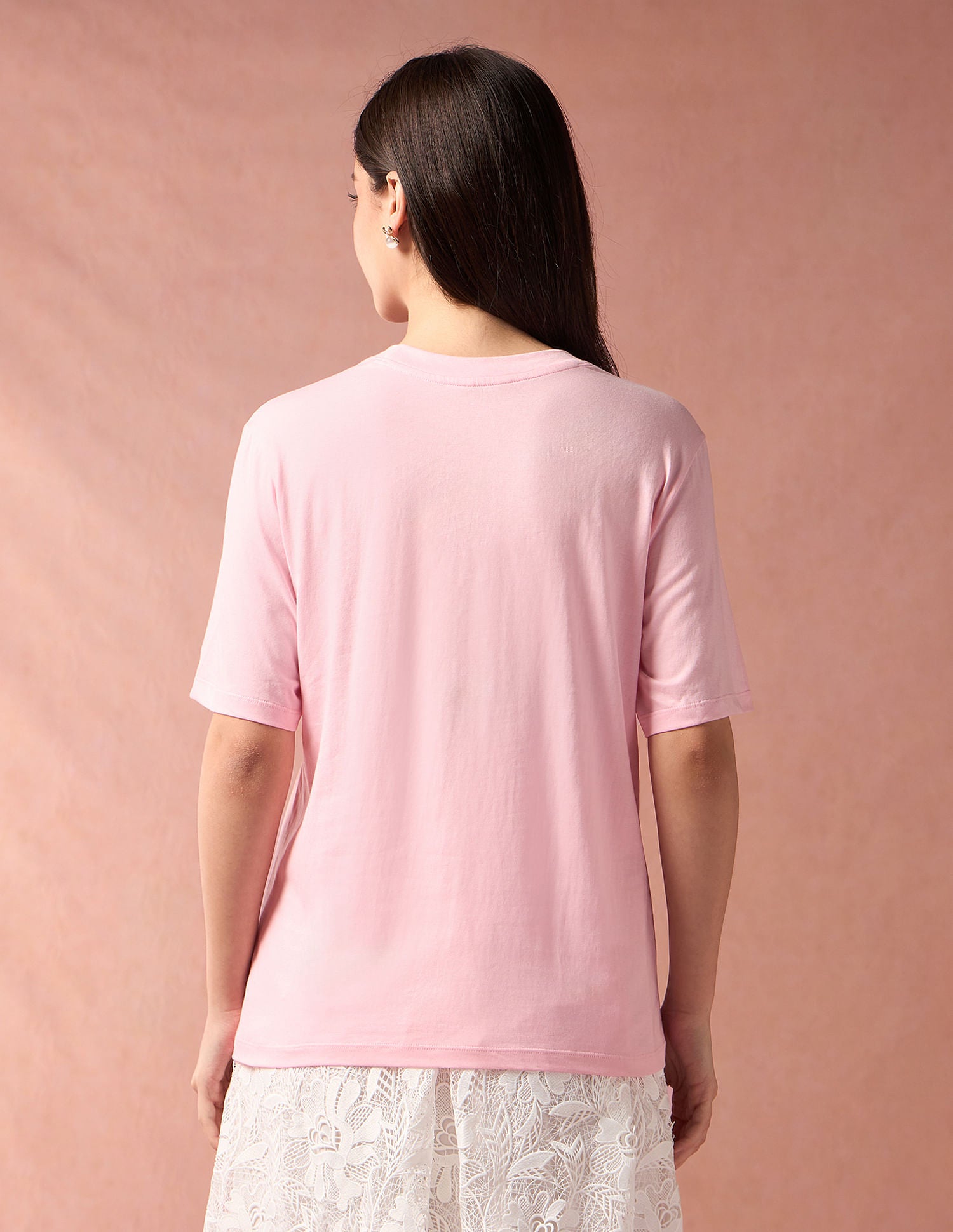 Embroidered Logo Boxy T-Shirt Light Pink - U.S. POLO ASSN. | Large