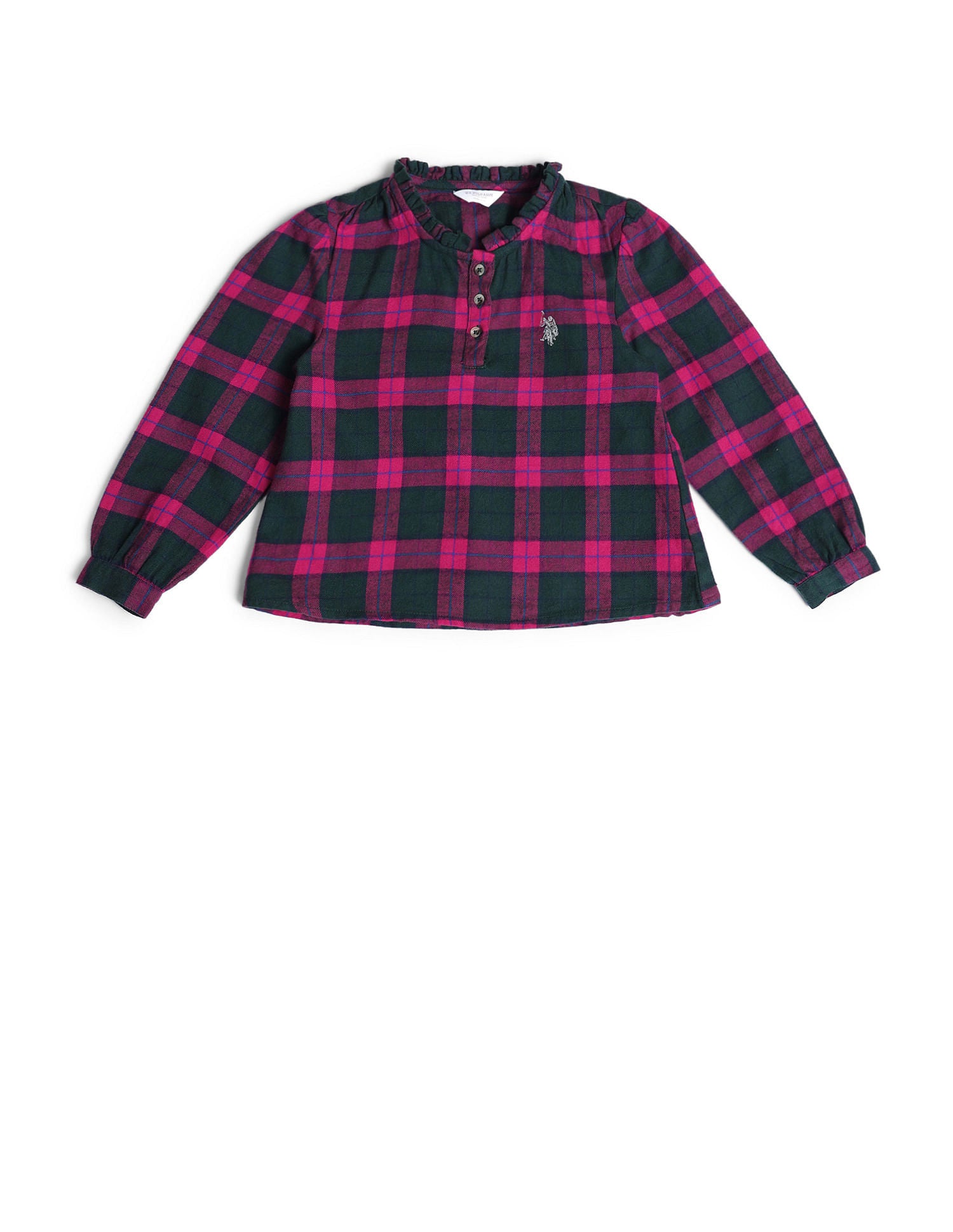 Girls Regular Fit Checked Top Red - U.S. Polo Assn. India | Large