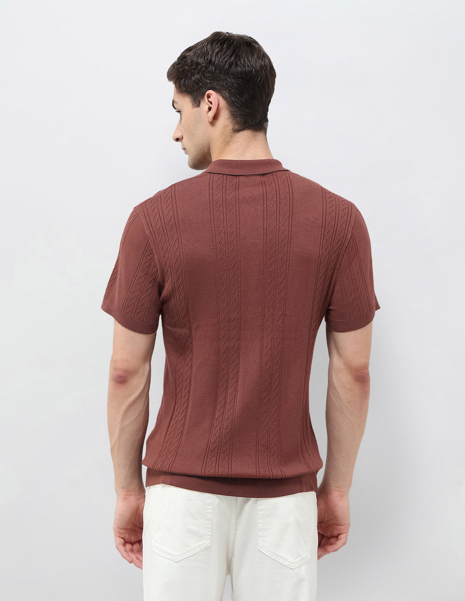 Slim Fit Textured Polo Shirt Rust - U.S. POLO ASSN. | Large