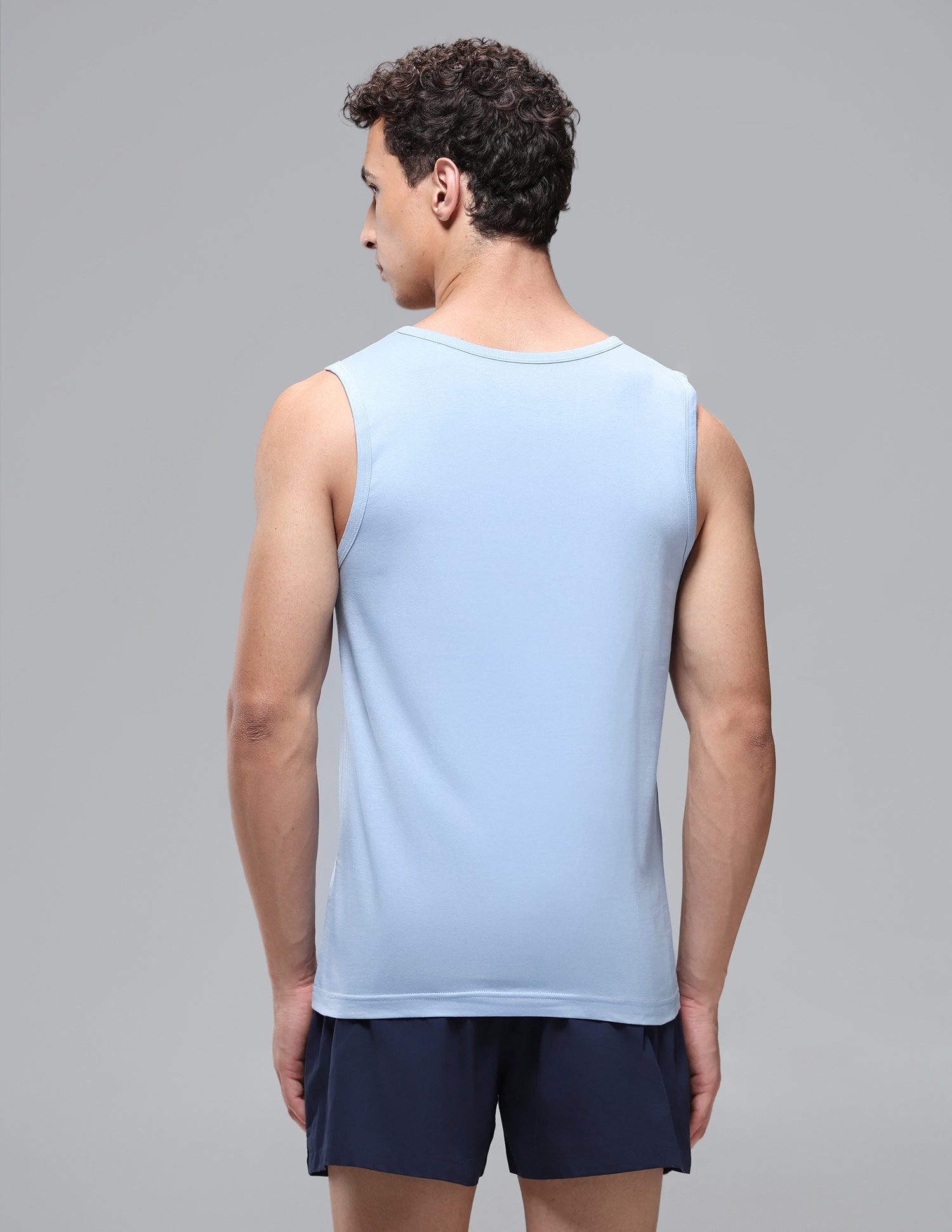 Anti Microbial Pure Cotton OEV08 Vest - Pack Of 2 Ivory/Light Blue - U.S. Polo Assn. India | Large