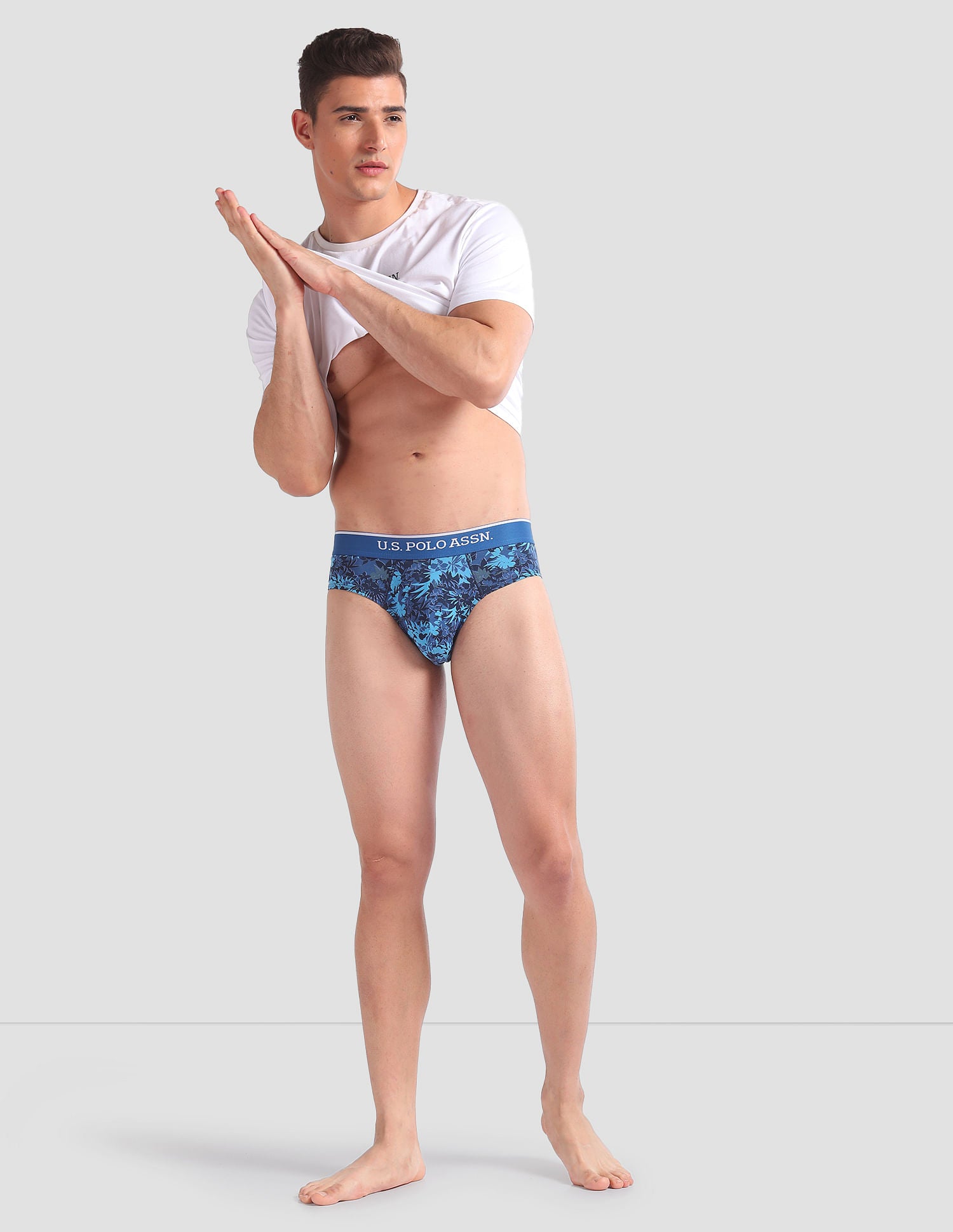 Abrasion Free Printed OEB01 Briefs - Pack Of 3 Blue, Red and Grey - U.S. POLO ASSN. | Large