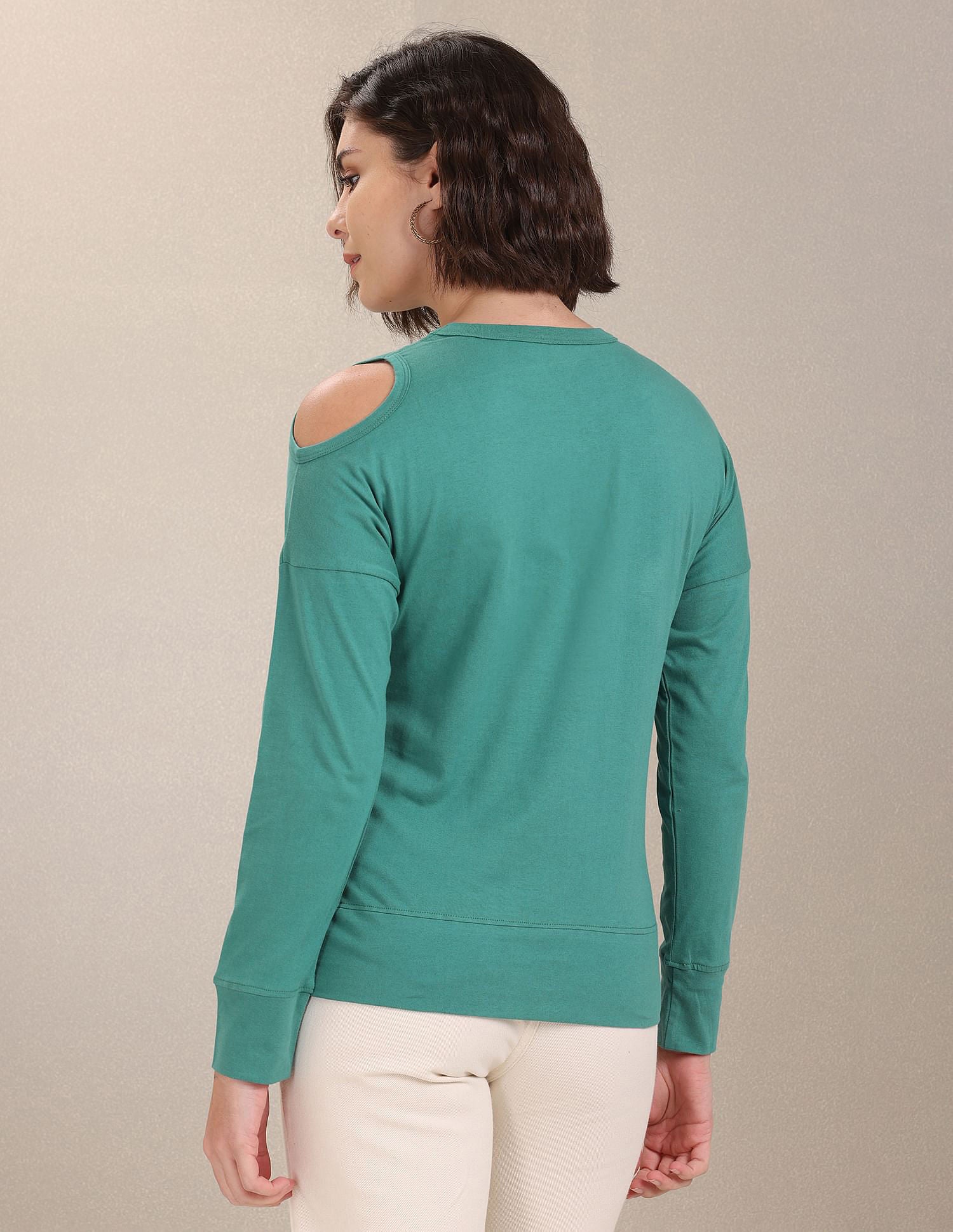 Cut Out Shoulder Solid Top Teal - U.S. Polo Assn. India | Large