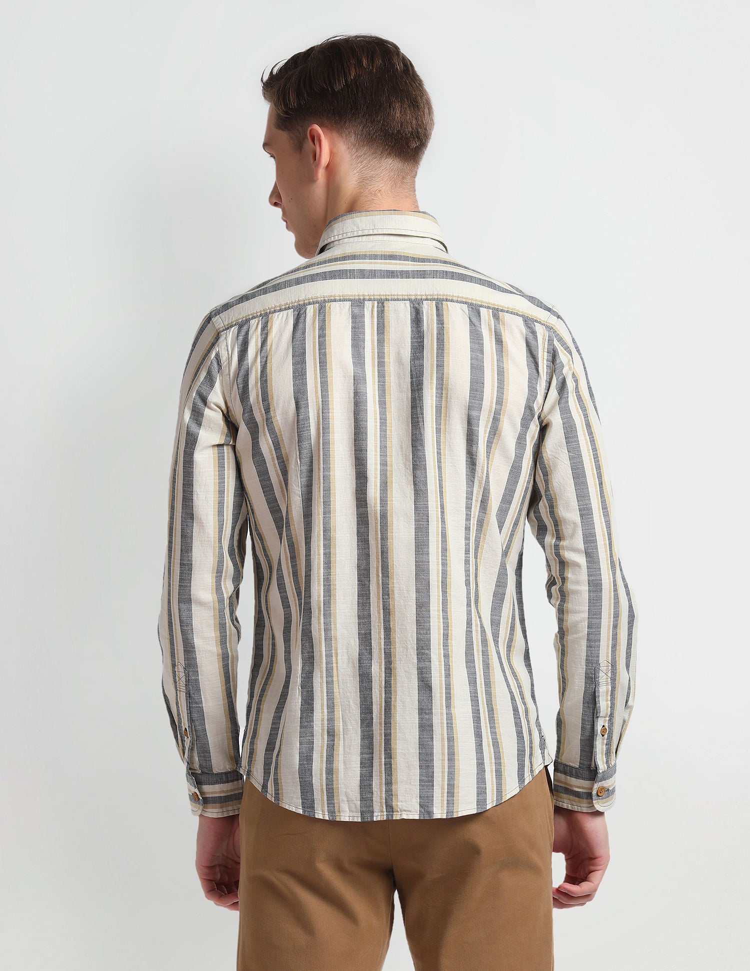 Vertical Stripe Cotton Shirt Off White - U.S. Polo Assn. India | Large