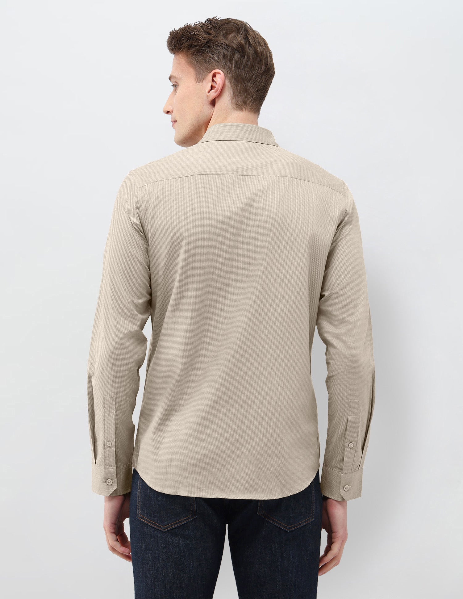 Micro Checked Black & Gold Regular Fit Shirt Beige - U.S. Polo Assn. India | Large