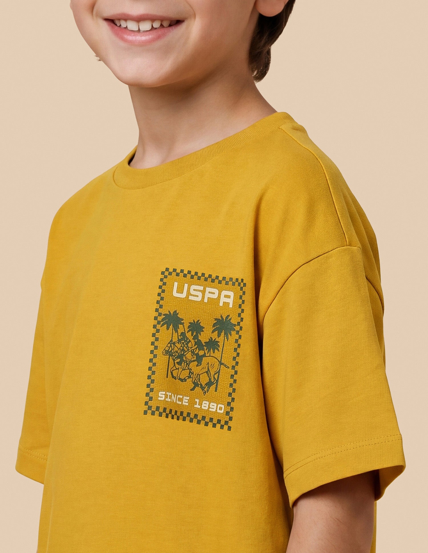 Graphic Brand Printed Oversized Fit T-Shirt Mustard - U.S. Polo Assn. India | Large
