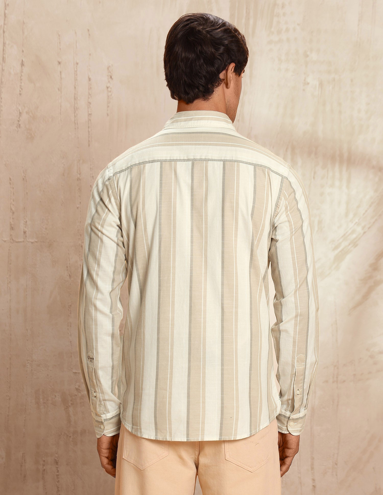 Slim Fit Vertical Striped Shirt Beige - U.S. POLO ASSN. | Large