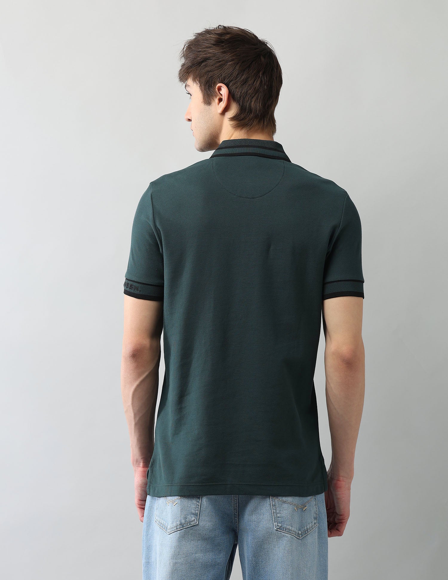 Solid Pure Cotton Black Label Polo Shirt Dark Green - U.S. Polo Assn. India | Large