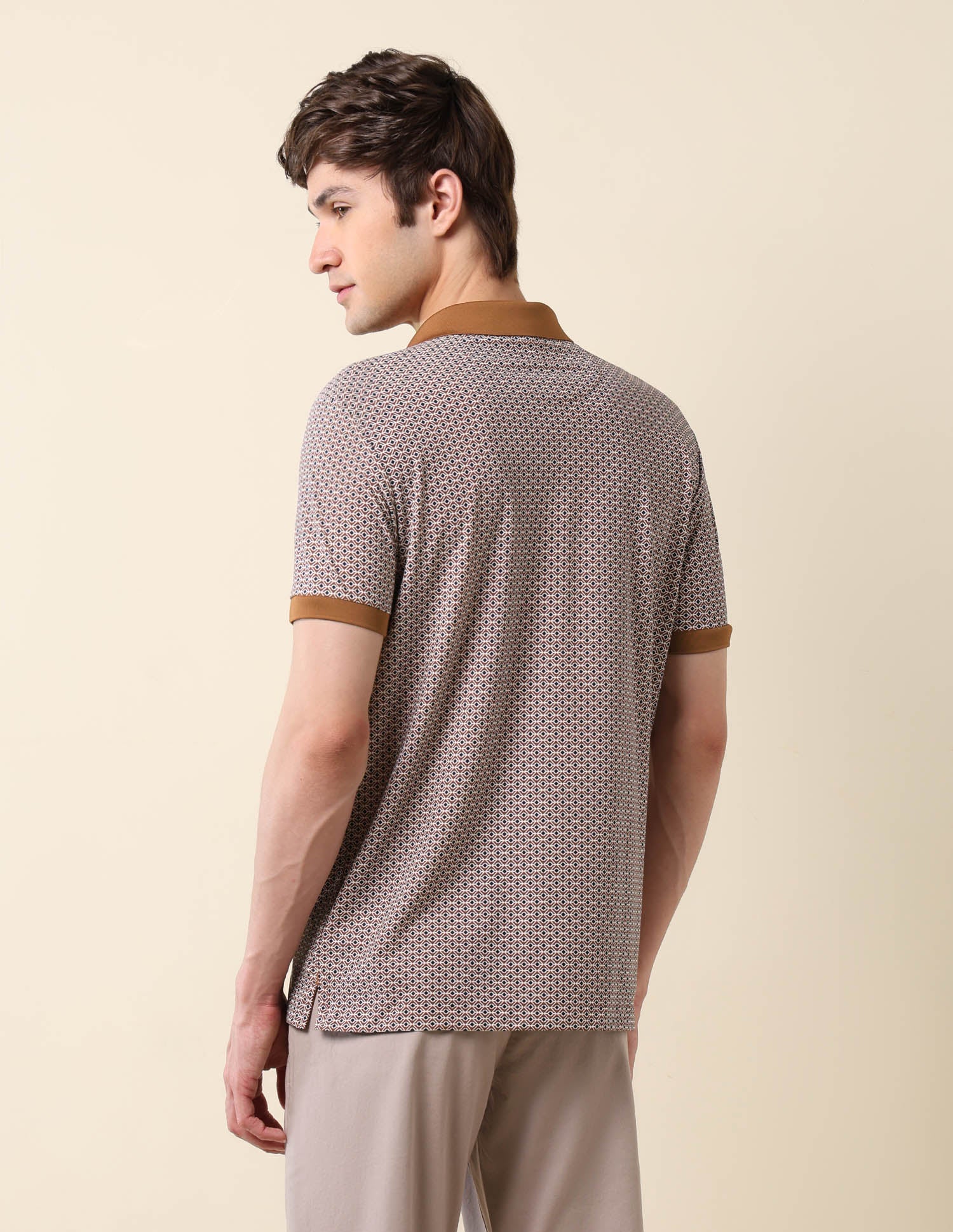 Geometric Printed Classic Polo Shirt Brown - U.S. Polo Assn. India | Large
