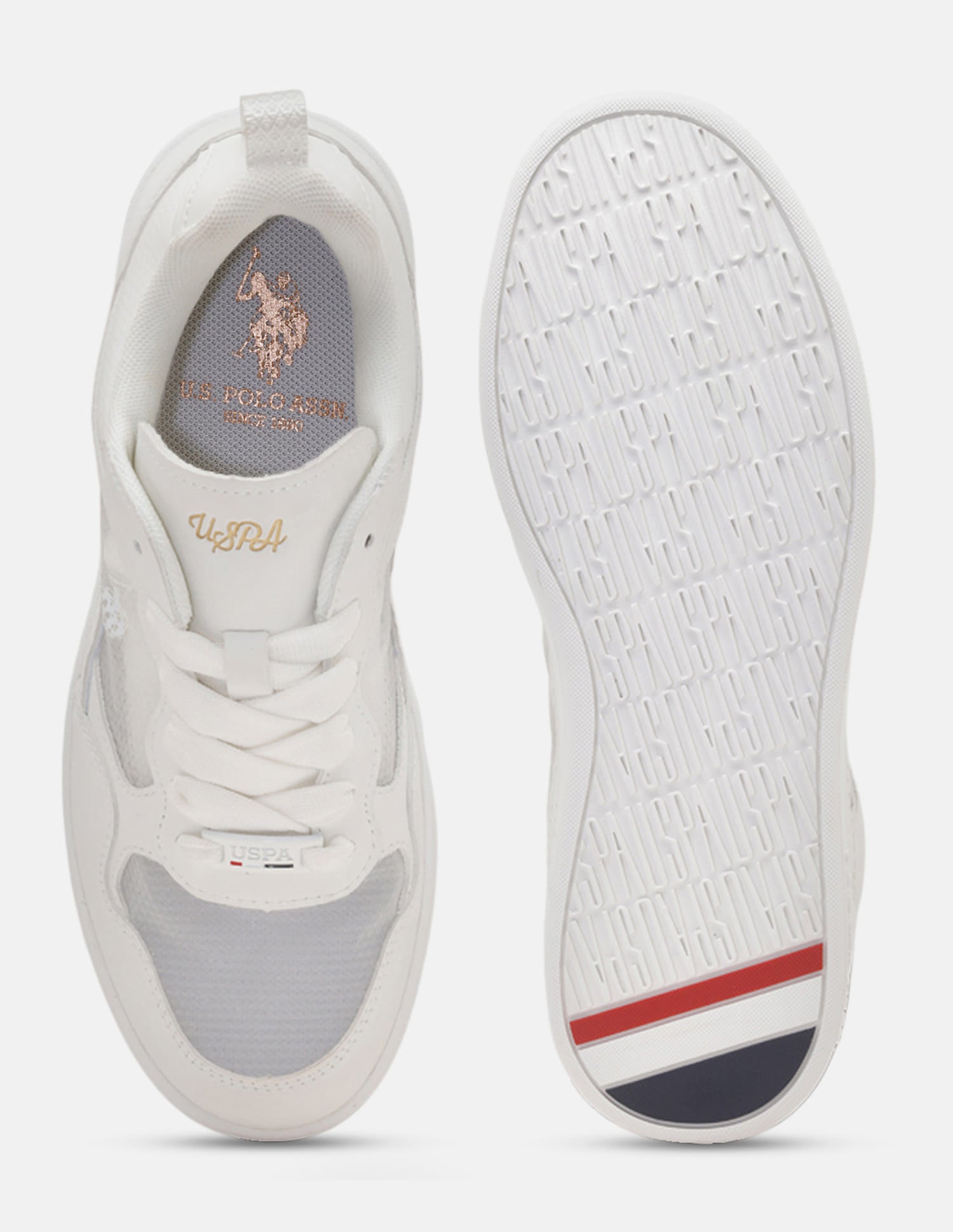 Women Zira Round Toe Mesh Sneakers Off White - U.S. Polo Assn. India | Large