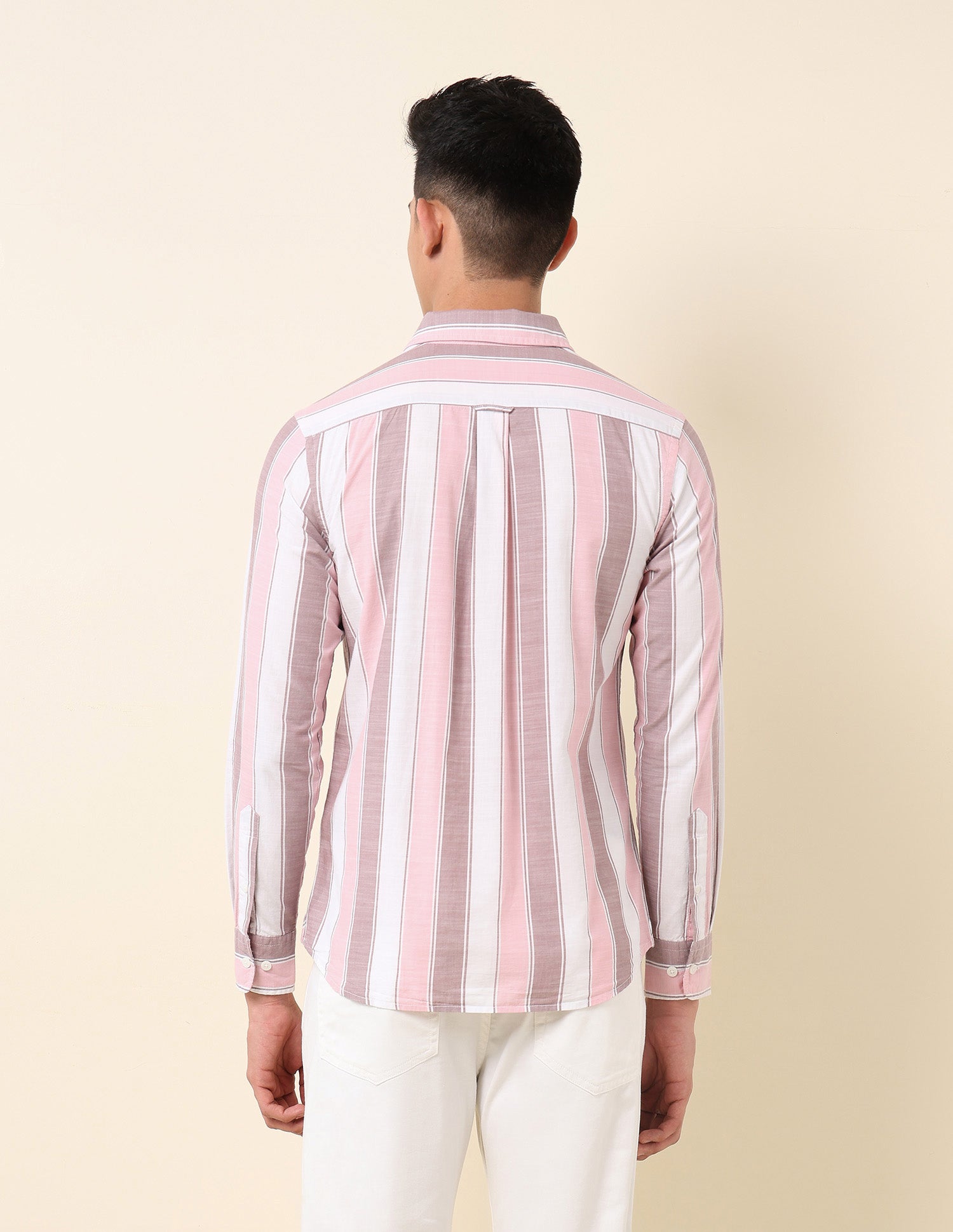 Vertical Striped Pure Cotton Shirt Pink - U.S. Polo Assn. India | Large