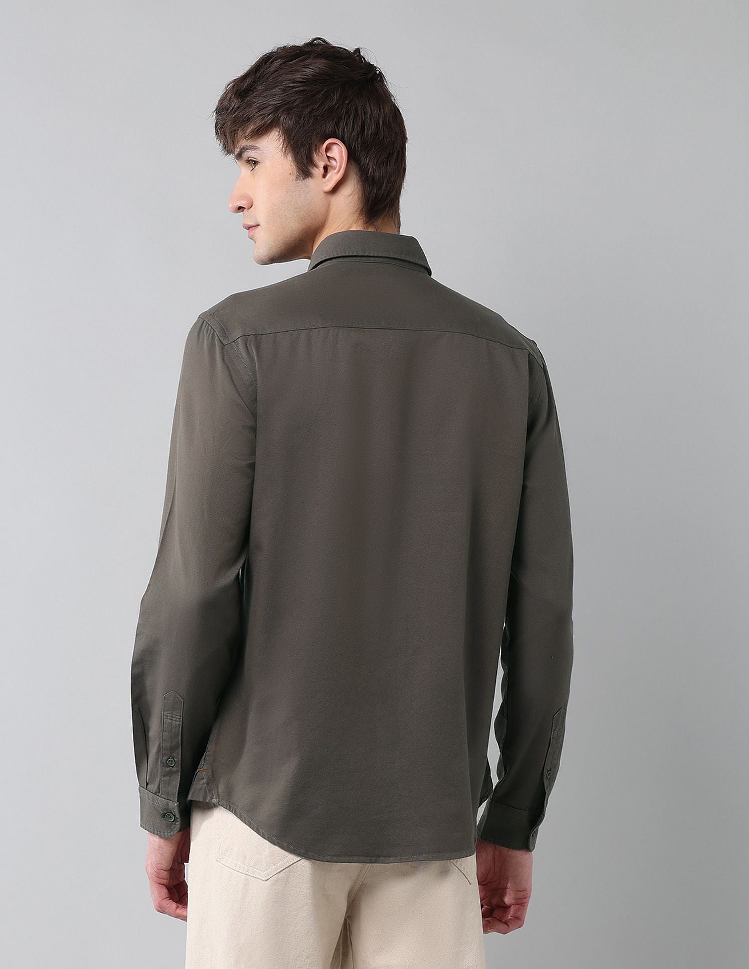 Solid Cavalry Twill Shirt Olive - U.S. Polo Assn. India | Large