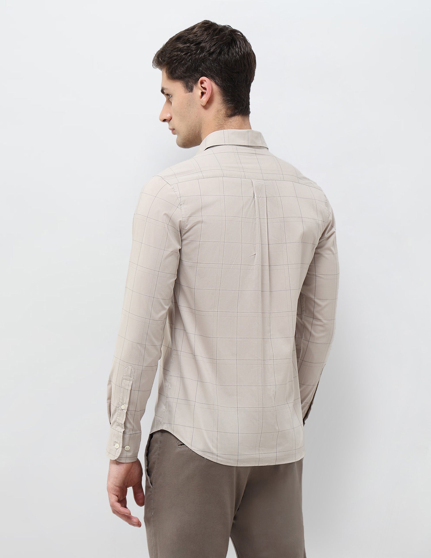 Tailored Fit Windowpane Checked Shirt Light Grey - U.S. POLO ASSN. | Large