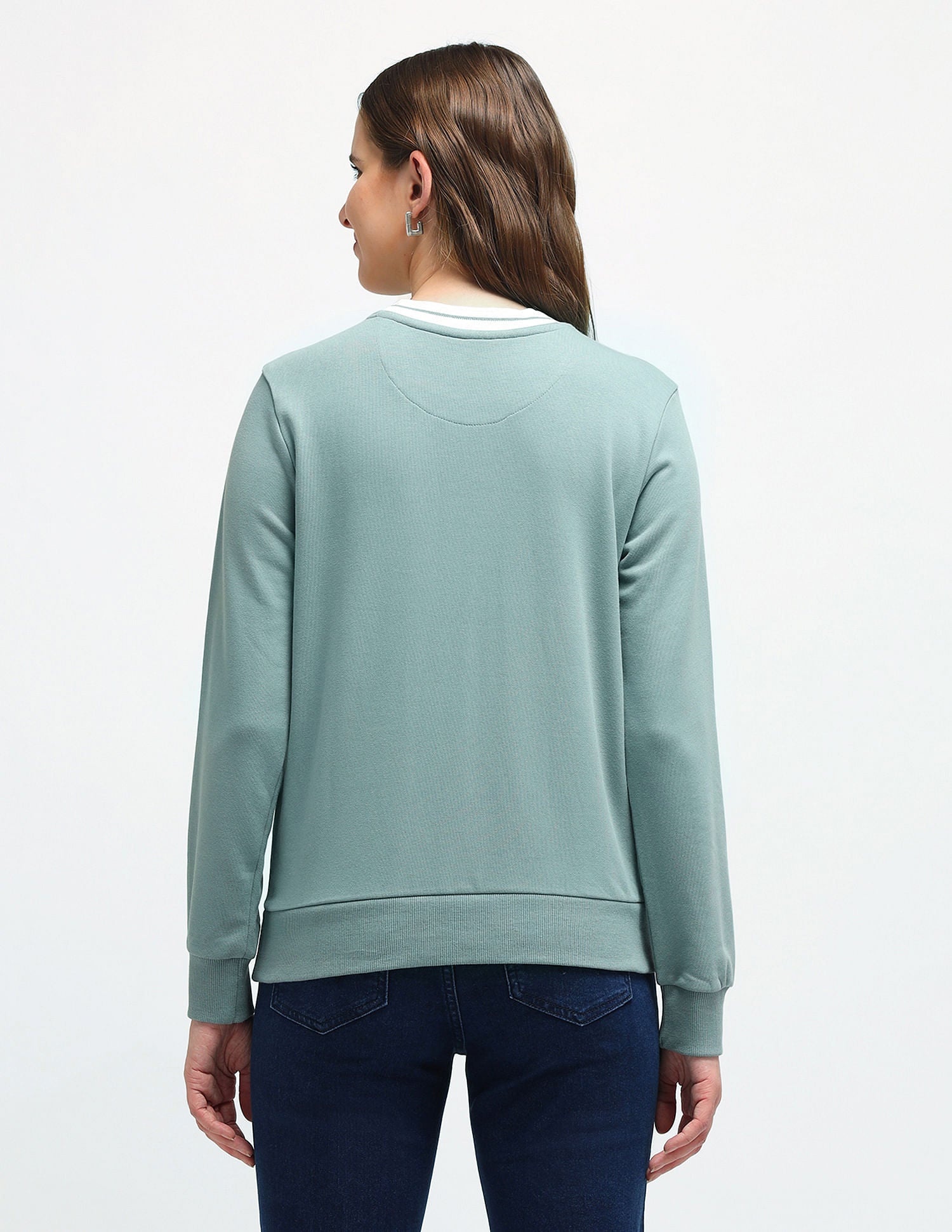 Striped Crew Neck Sweatshirt Turquoise - U.S. POLO ASSN. | Large