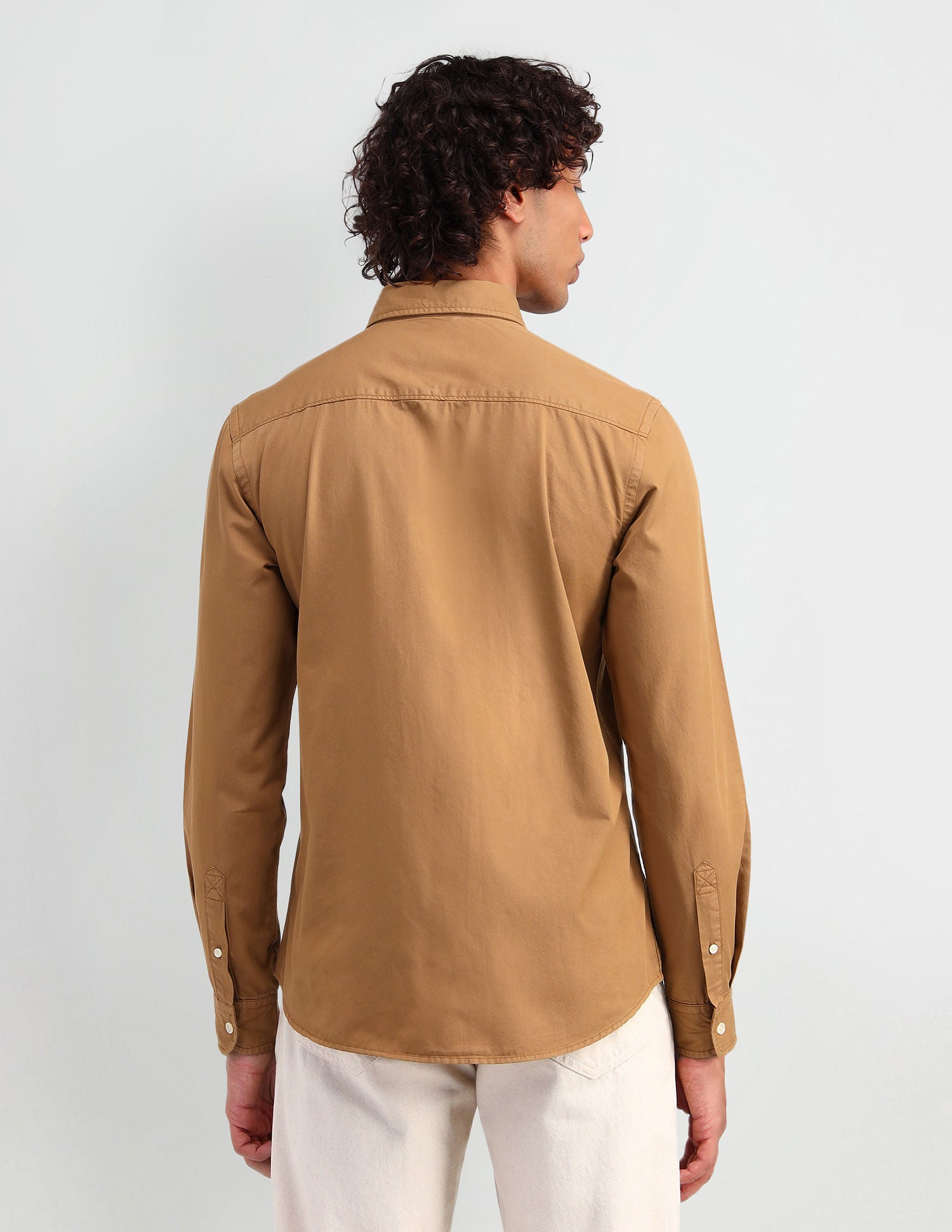 Slim Fit Cotton Twill Shirt Mustard - U.S. Polo Assn. India | Large