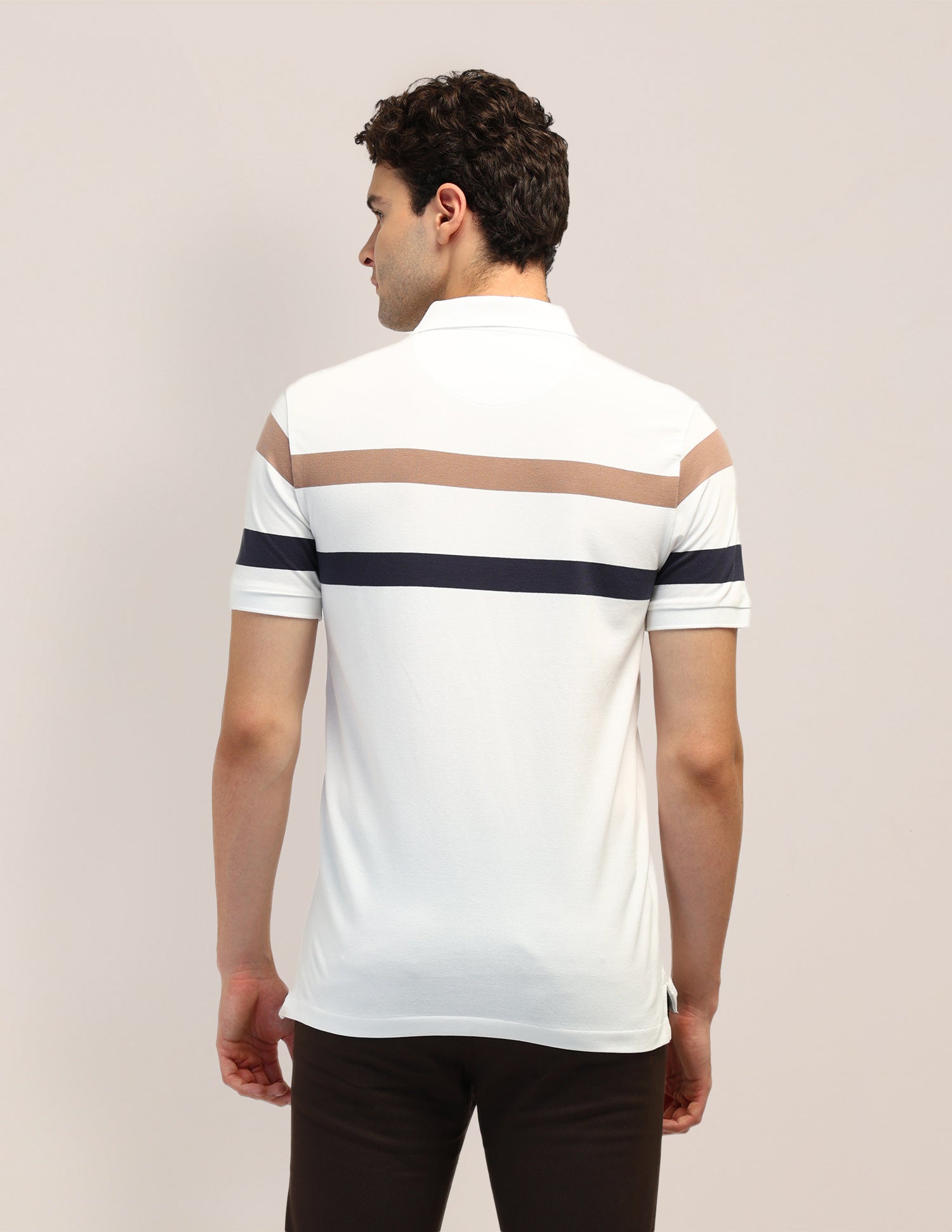 Horizontal Striped Slim Fit Polo Shirt White - U.S. Polo Assn. India | Large