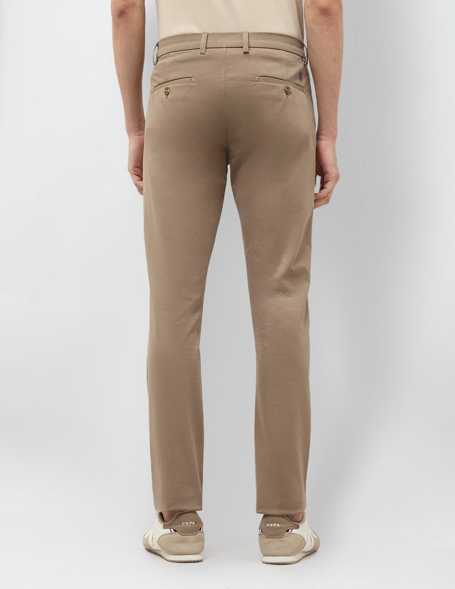 Satin Slim Fit Trousers Khaki - U.S. Polo Assn. India | Large