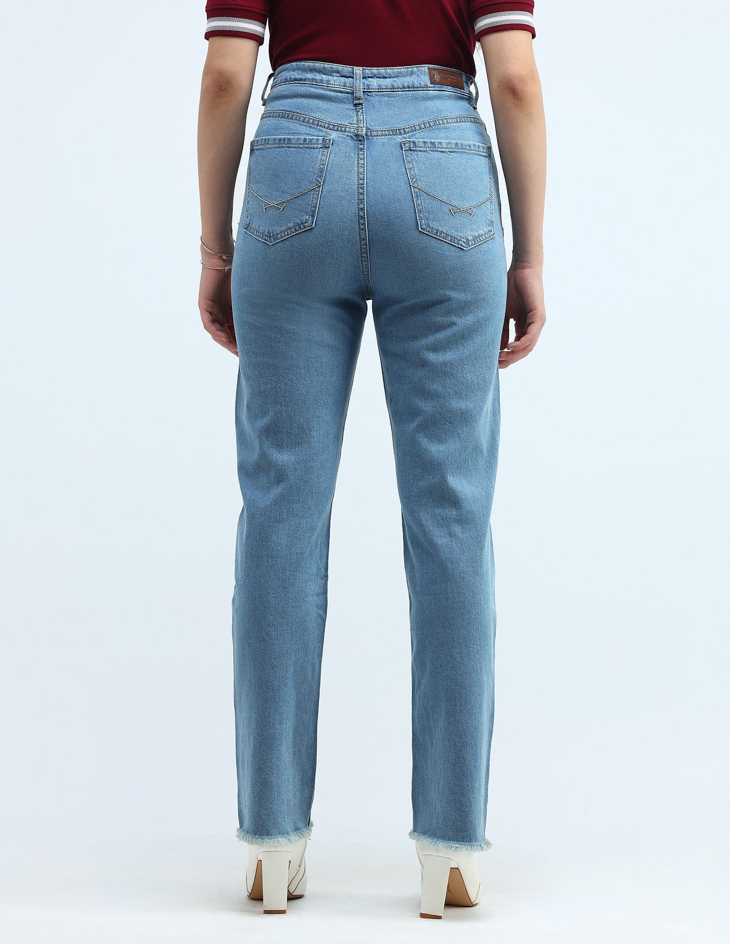 High Rise Straight Fit Jeans Light Blue - U.S. POLO ASSN. | Large