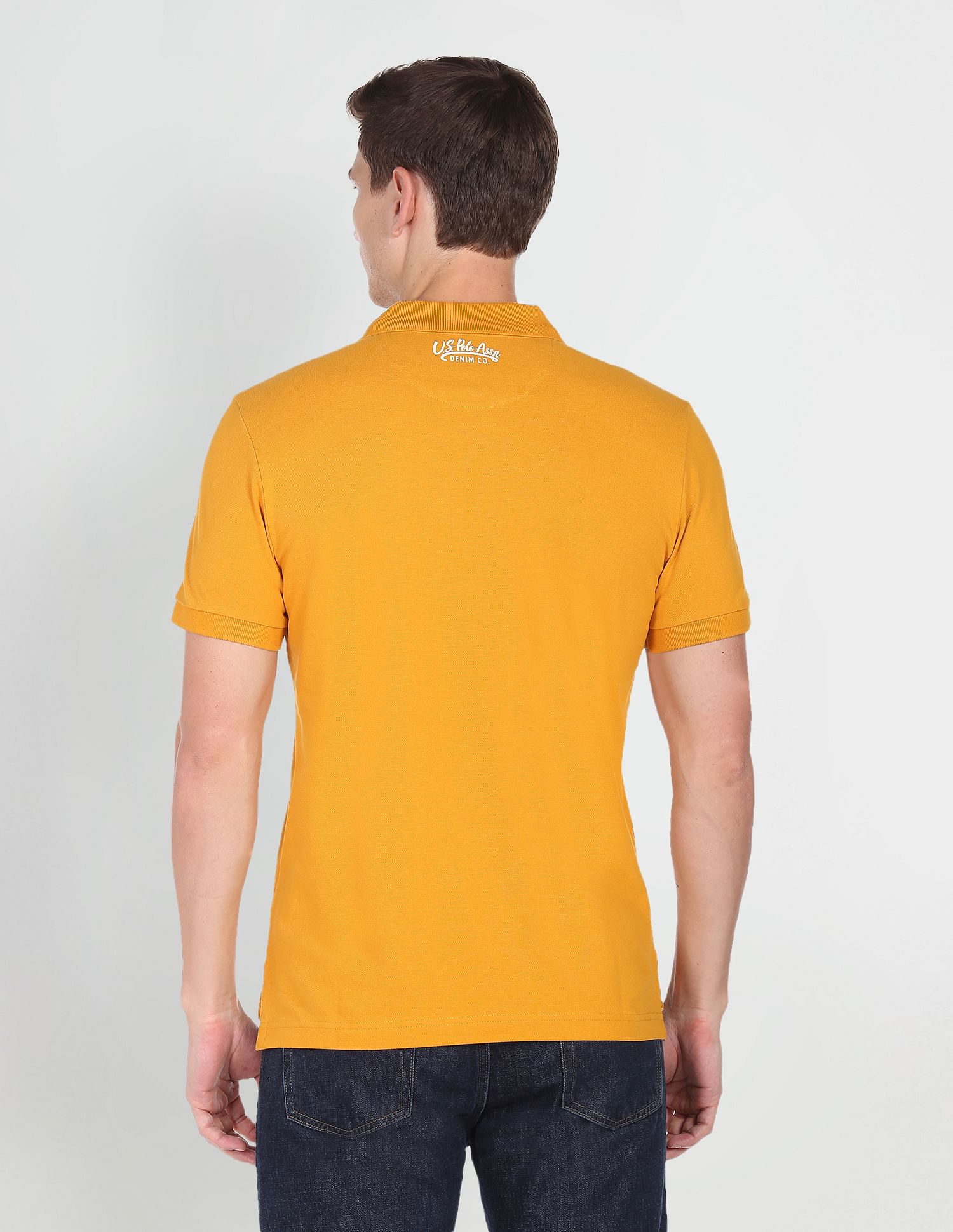 Graphic Print Cotton Polo Shirt Mustard - U.S. POLO ASSN. | Large