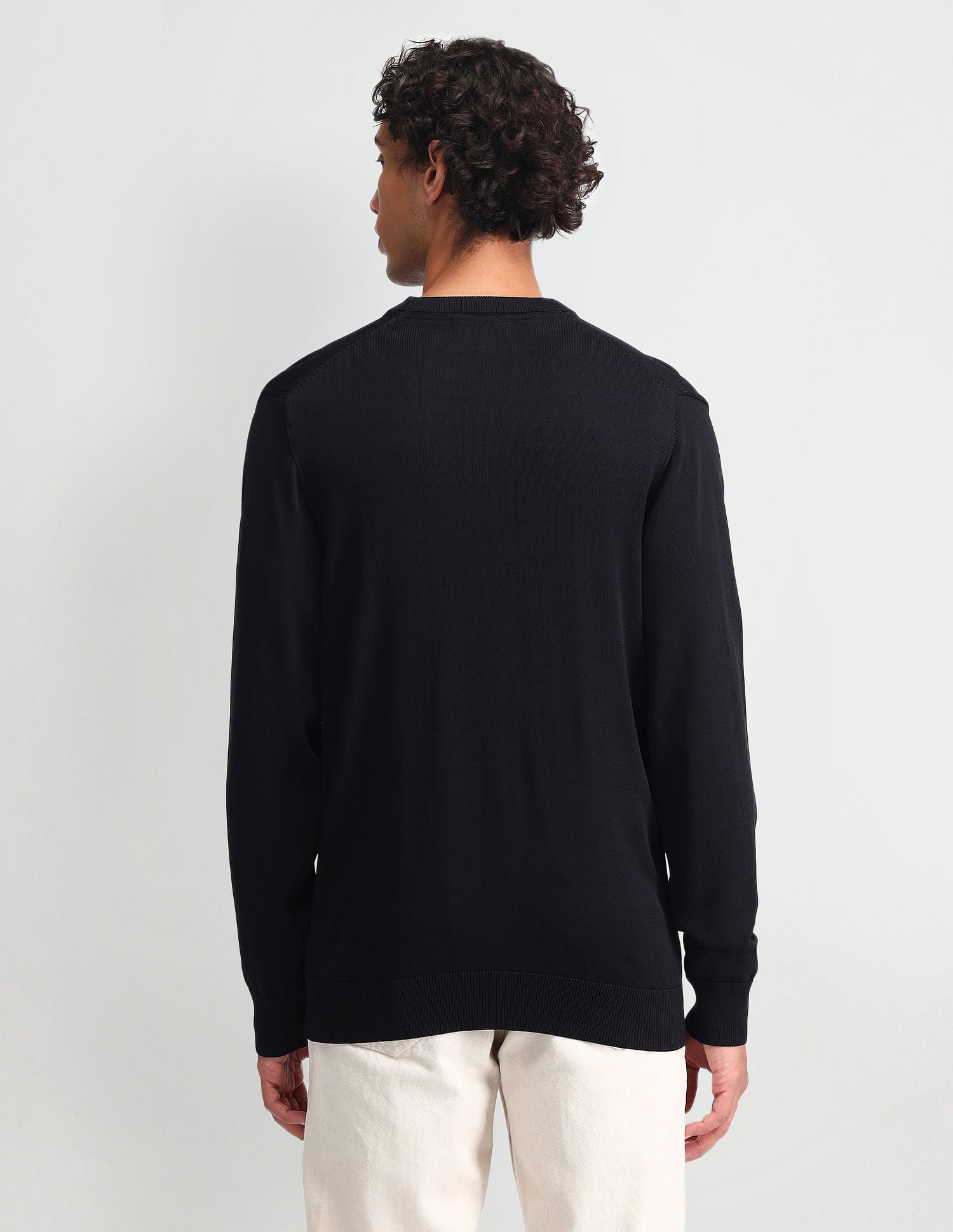 Regular Fit Solid Sweater Black - U.S. Polo Assn. India | Large