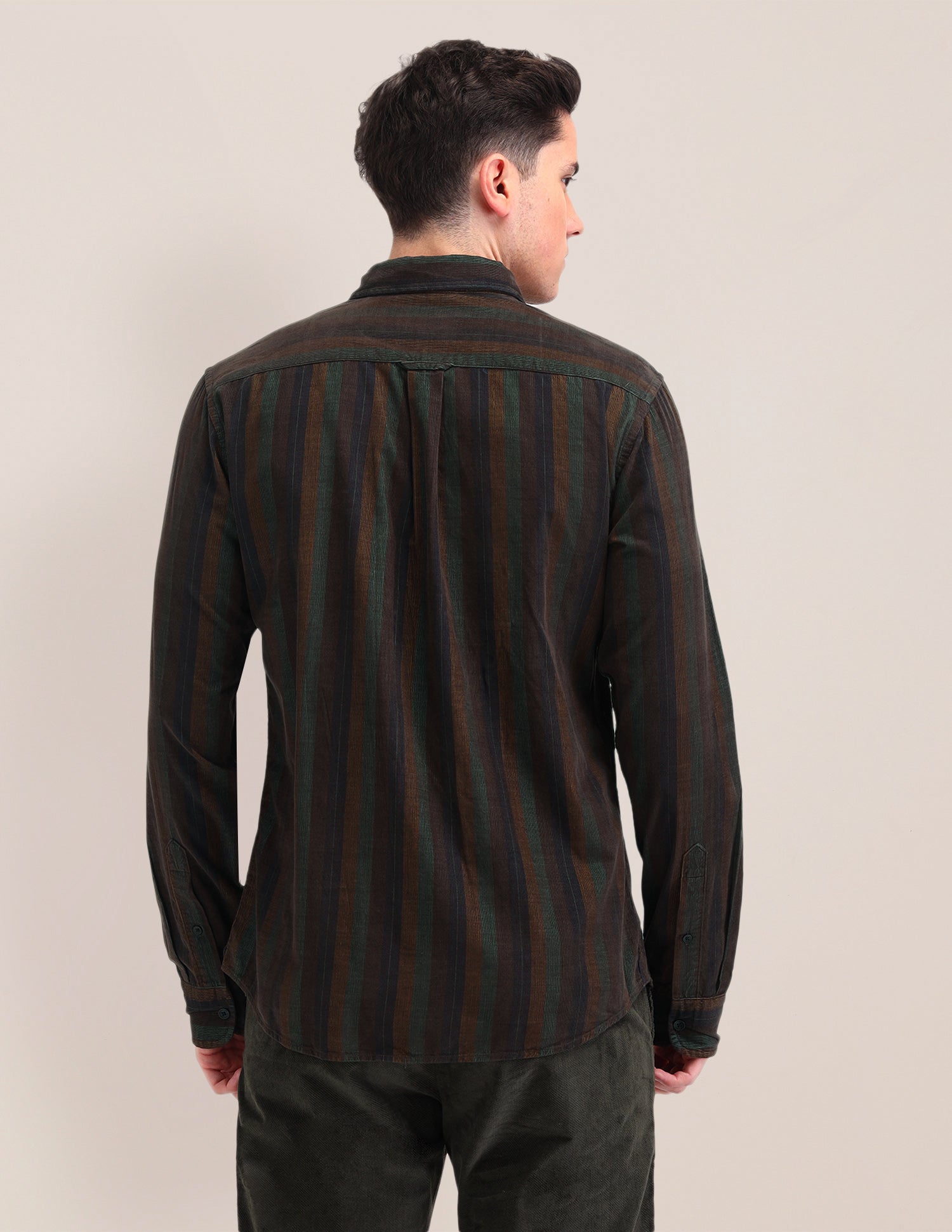 Vertical Striped Tailored Fit Shirt Brown - U.S. Polo Assn. India | Large