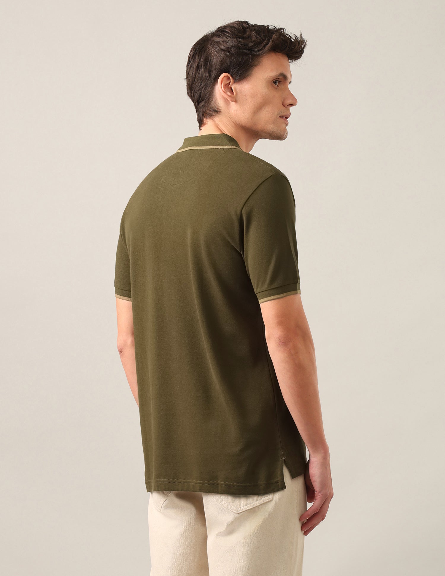 Solid Slim Fit Polo Shirt Olive - U.S. Polo Assn. India | Large