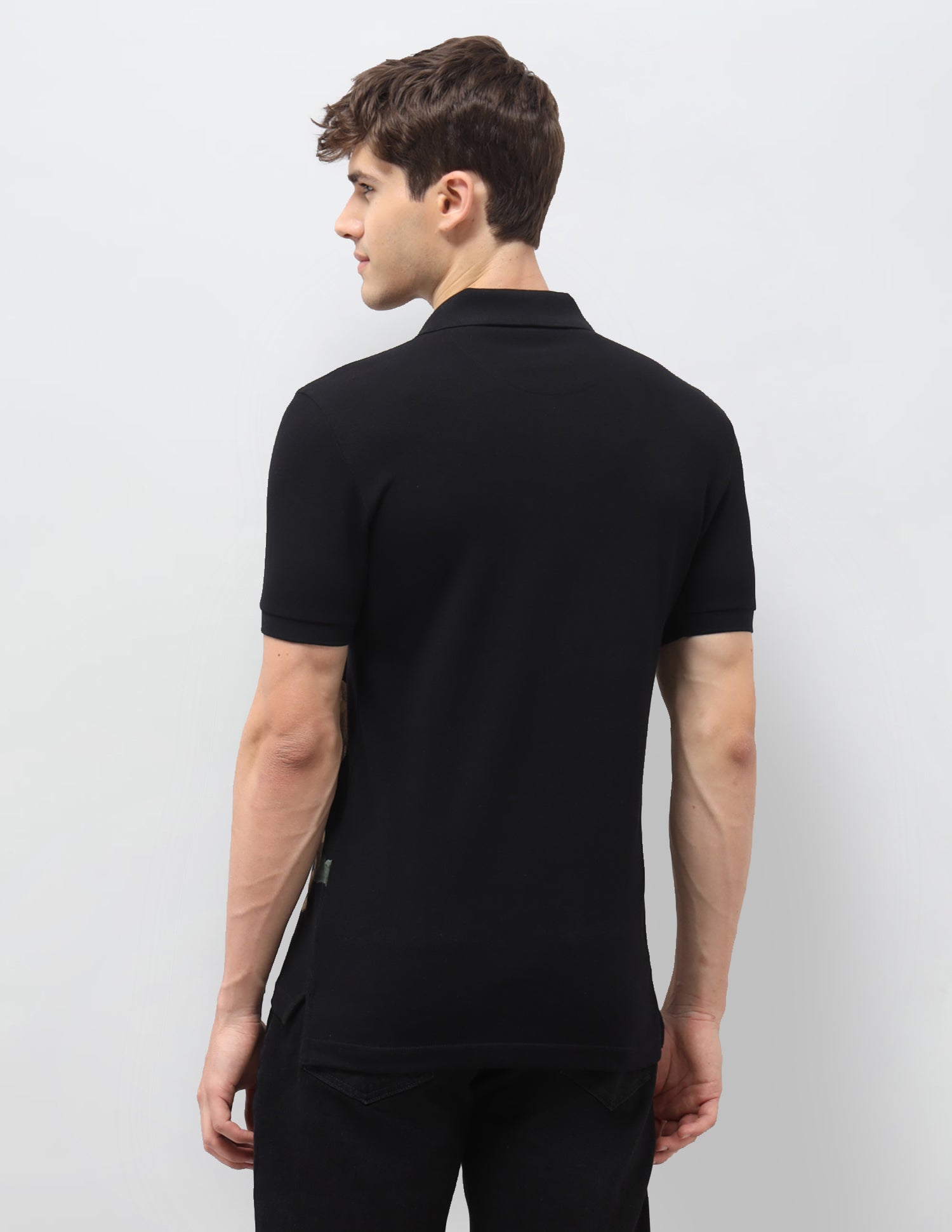 Graphic Brand Printed Muscle Fit Polo Shirt Black - U.S. Polo Assn. India | Large