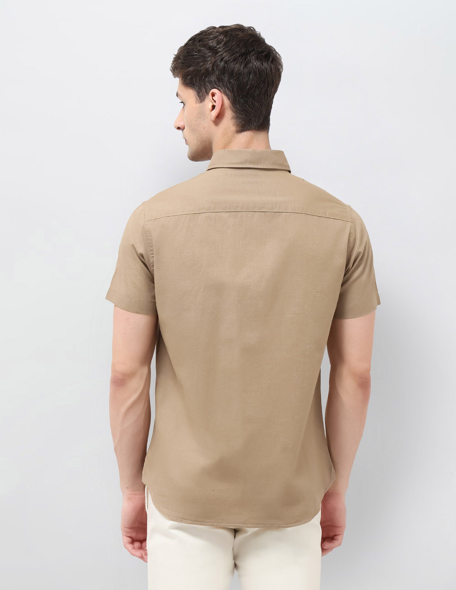 Solid Regular Fit Shirt Khaki - U.S. Polo Assn. India | Large