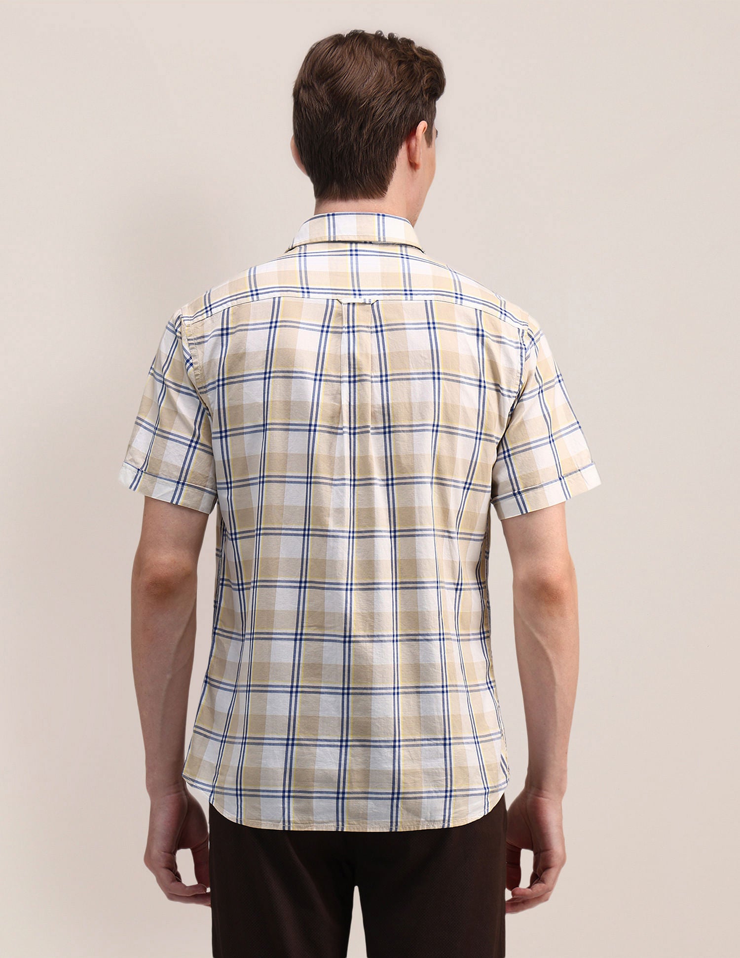 Tartan Check Dobby Cotton Shirt Beige - U.S. Polo Assn. India | Large
